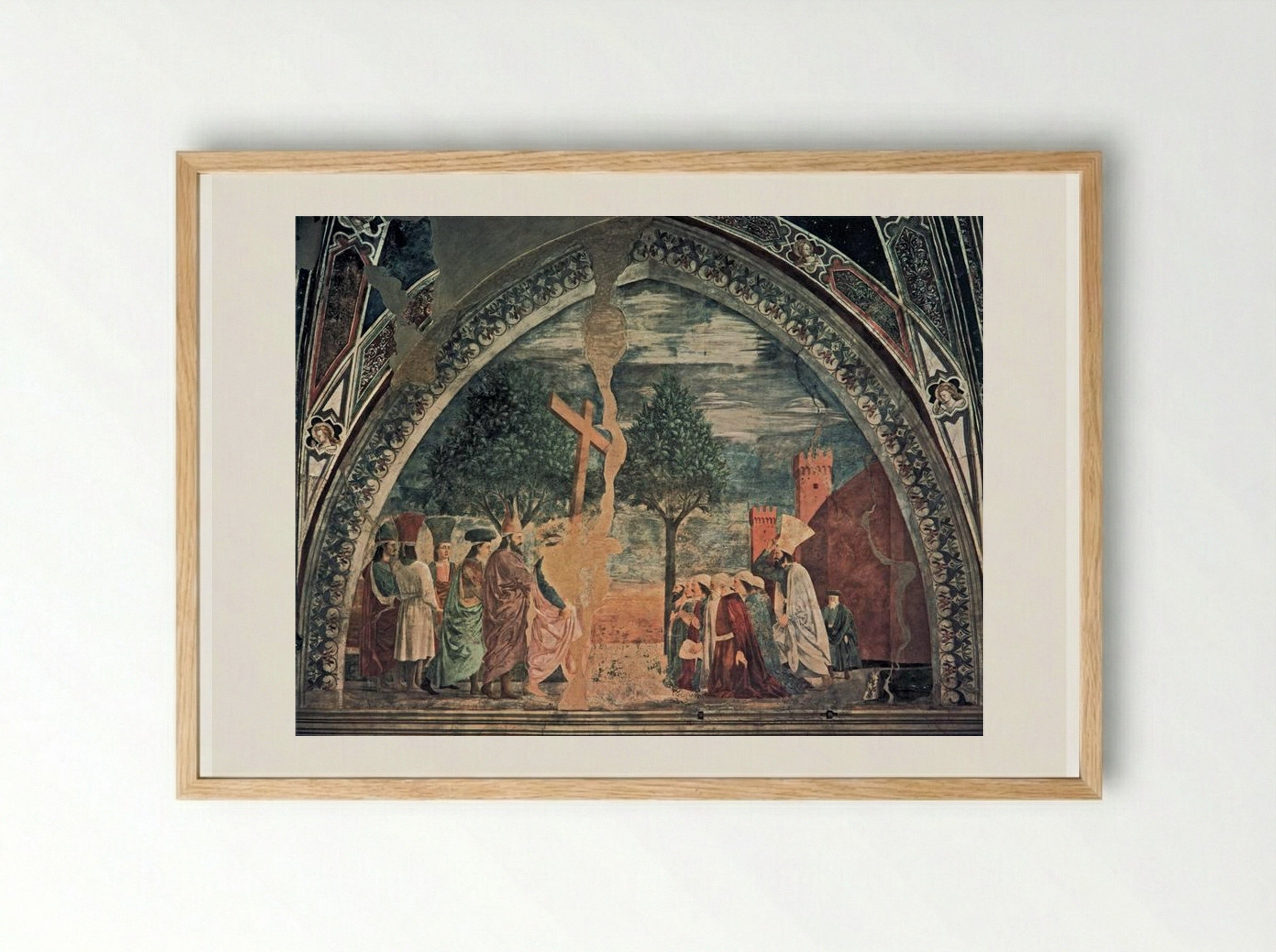 Exaltation of the Cross: Heraclius enters Jerusalem with the Cross - Piero della Francesca - Framed Print Wood