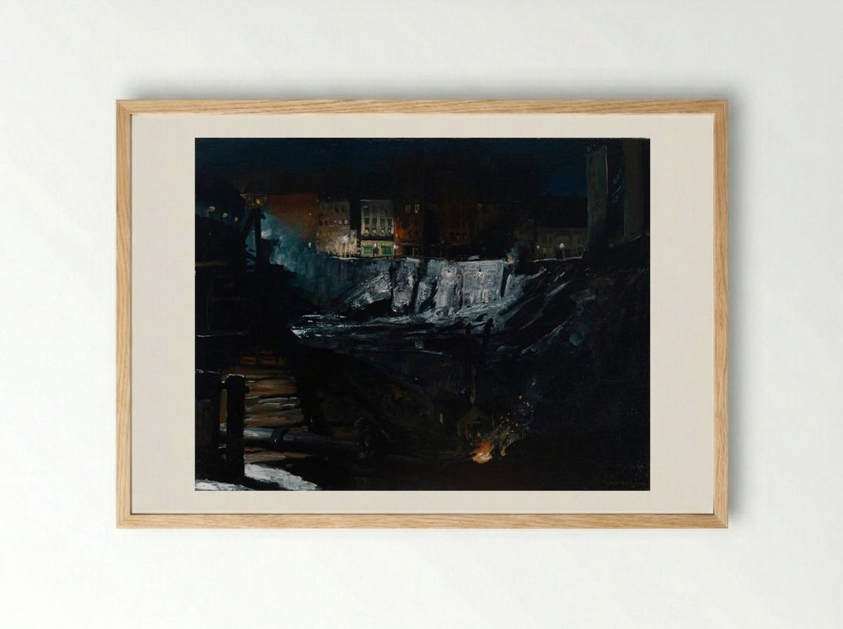 Excavation at Night - George Bellows - Framed Print Wood