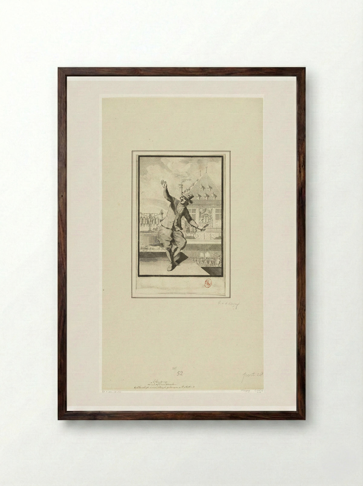 Executie van de oproermakers van het aansprekeroproer te Amsterdam, 1689 - Pieter van den Berge - Framed Print Dark Wood