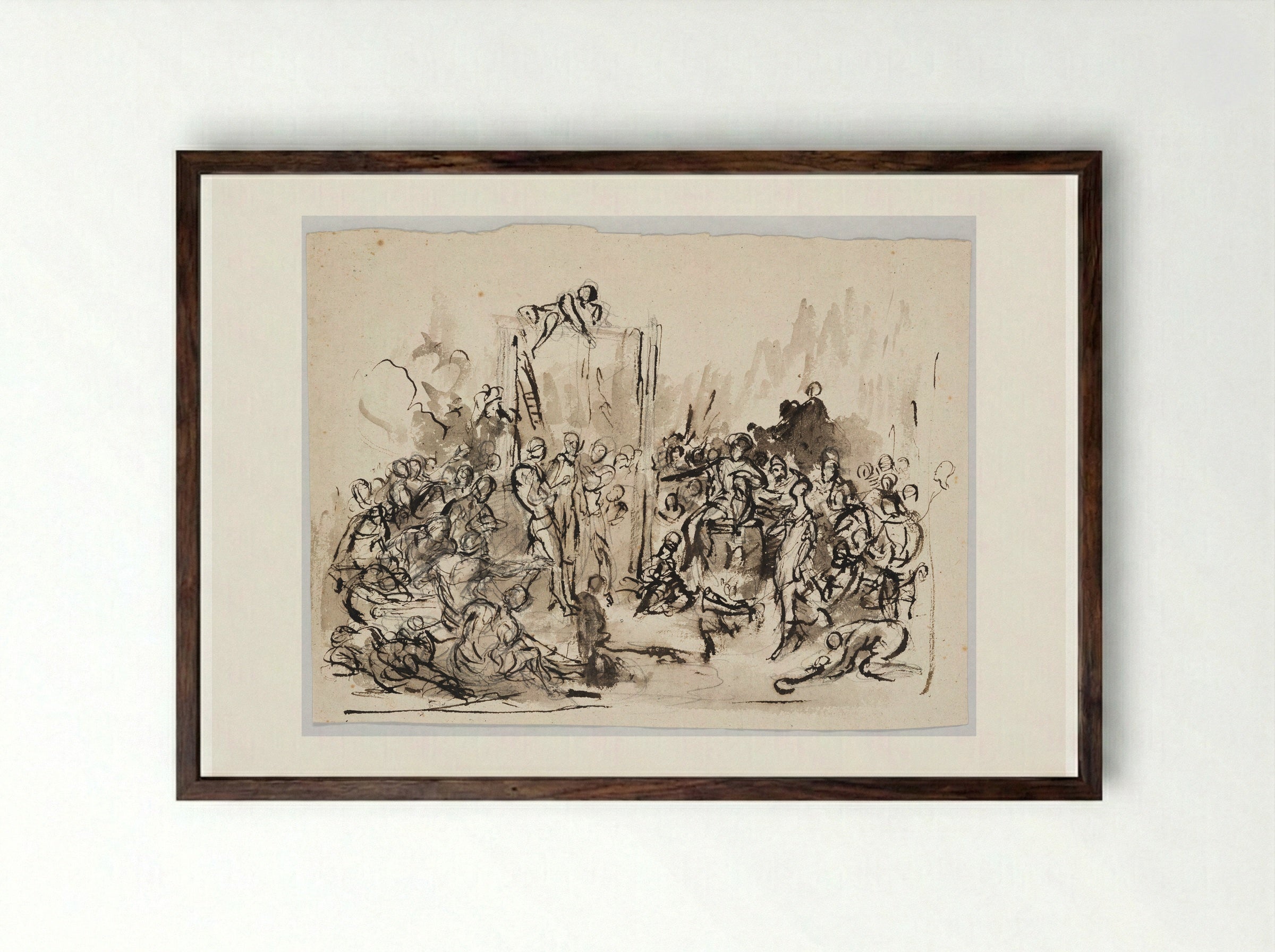 Execution Scene - Denis-Auguste-Marie Raffet - Framed Print Dark Wood