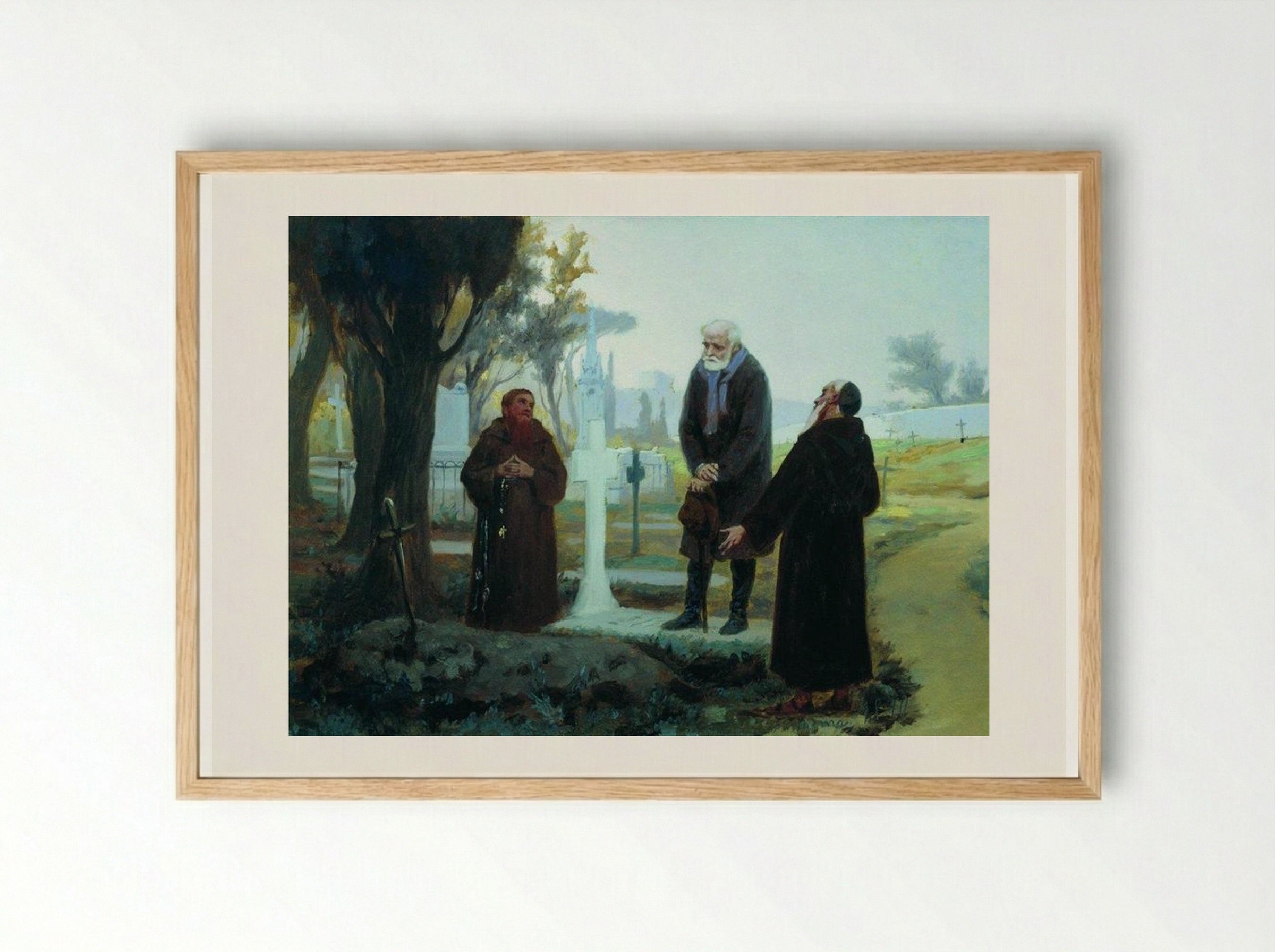 Exile in front of the grave - Fyodor Bronnikov - Framed Print Wood