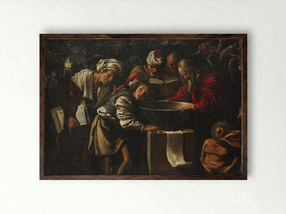 Experiment of the Bowl - Pietro della Vecchia - Framed Print Dark Wood