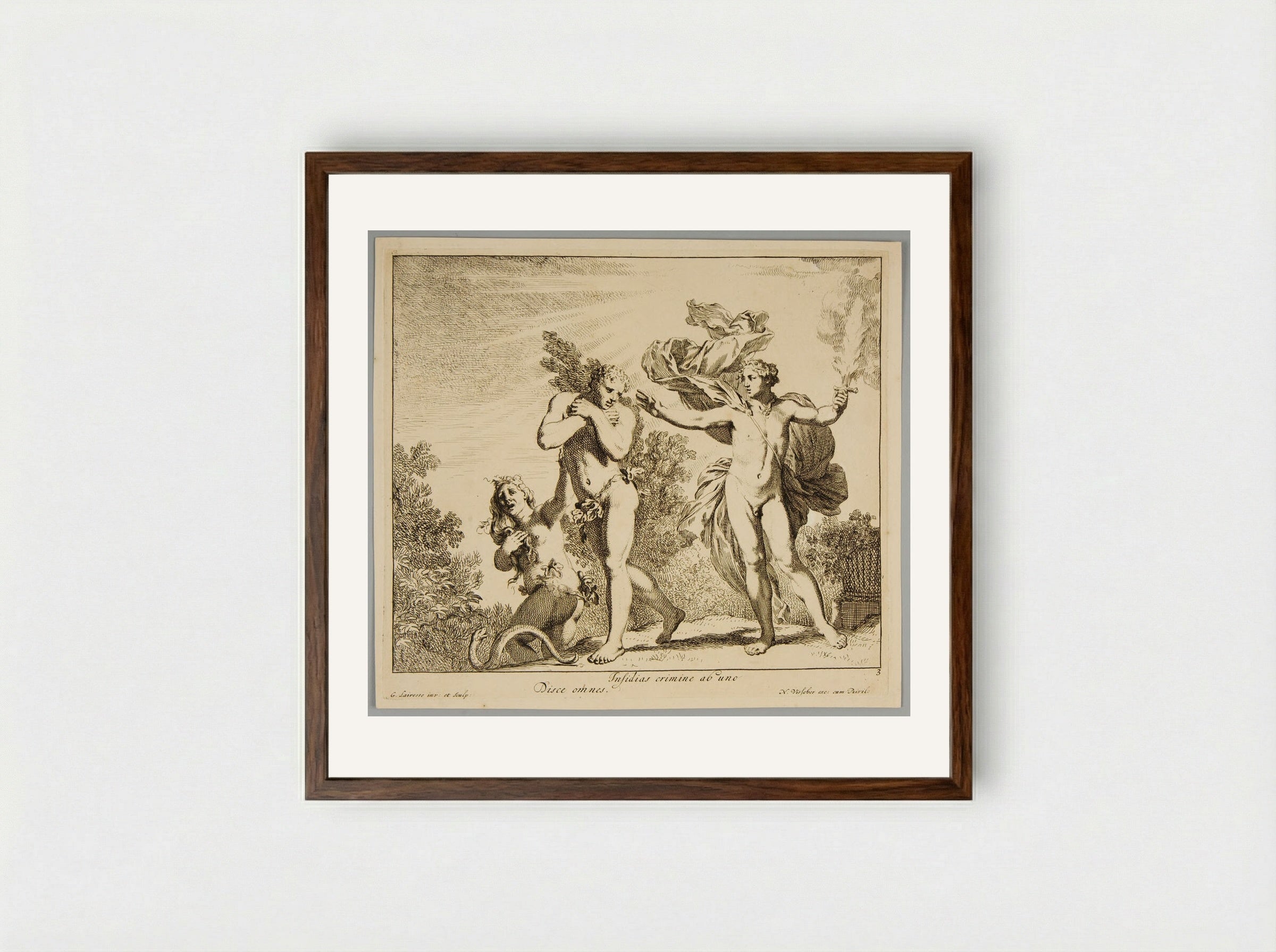 Expulsion from Paradise - Gérard de Lairesse - Framed Print Dark Wood
