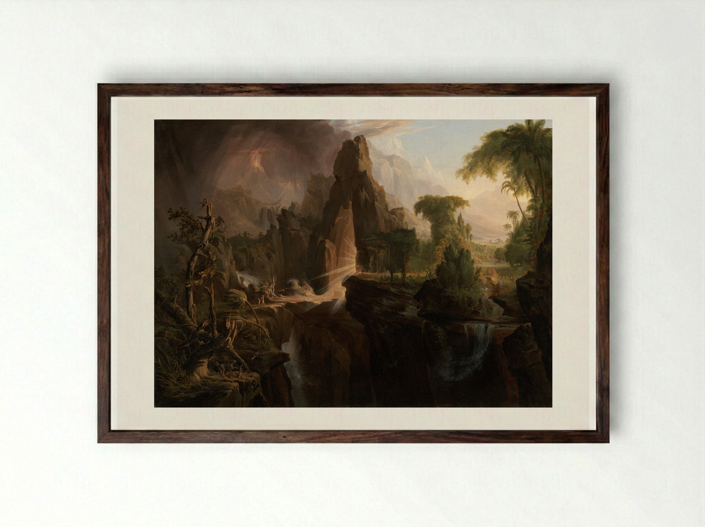 Expulsion from the Garden of Eden - Thomas Cole - Framed Print Dark Wood