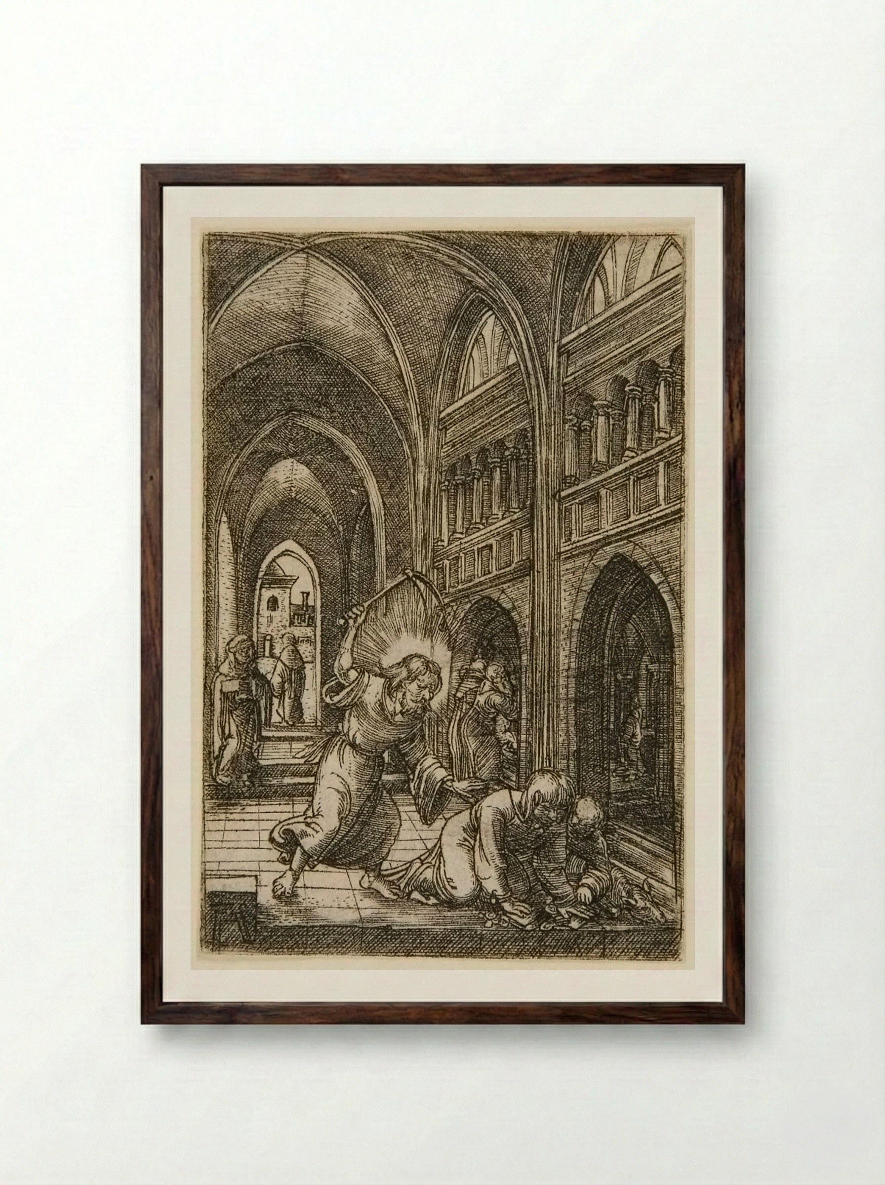Expulsion of the Money-Changers from the Temple - Albrecht Altdorfer - Framed Print Dark Wood