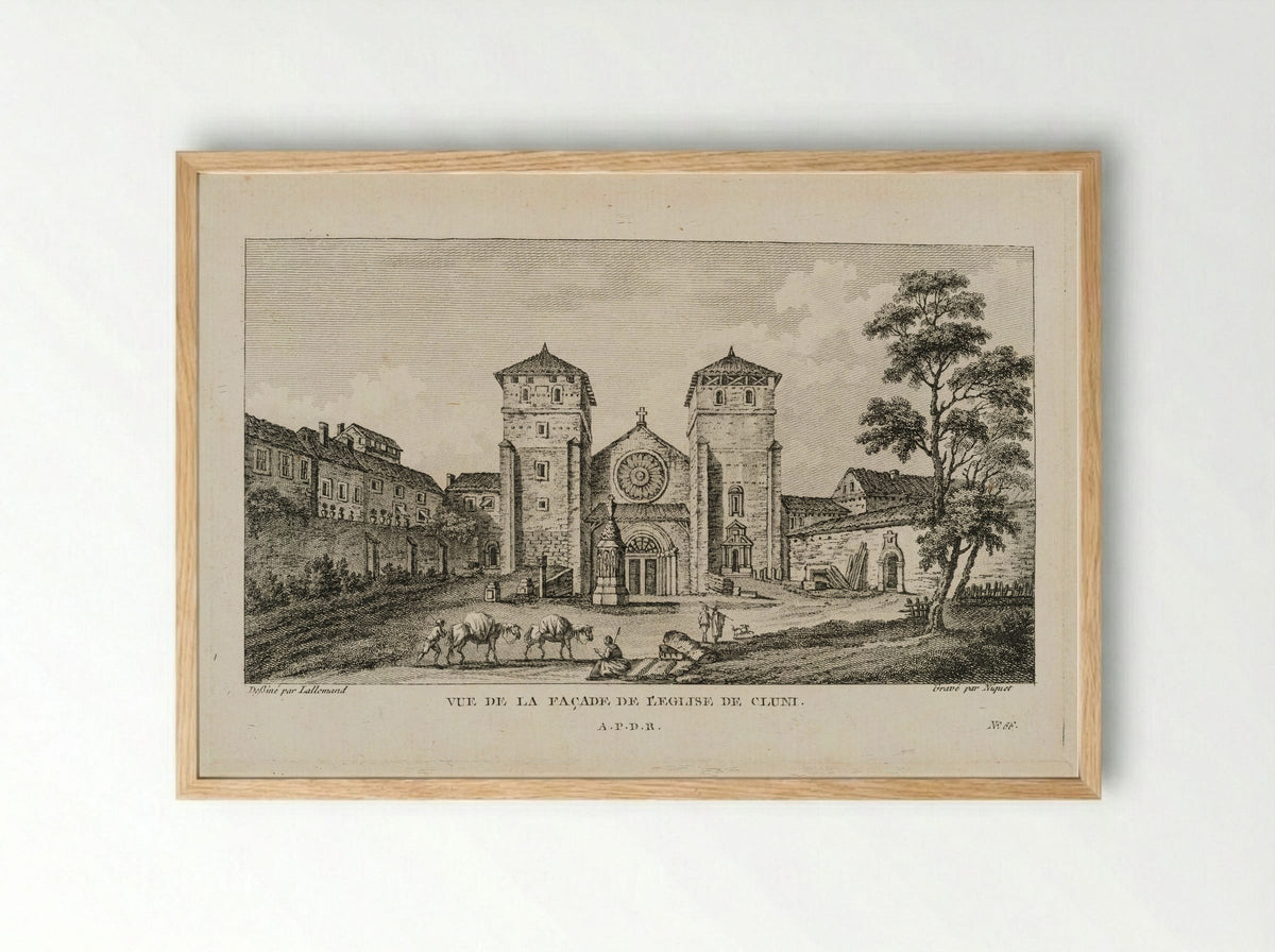 Exterior View of the Abbey of Cluny - Claude Niquet - Framed Print Wood
