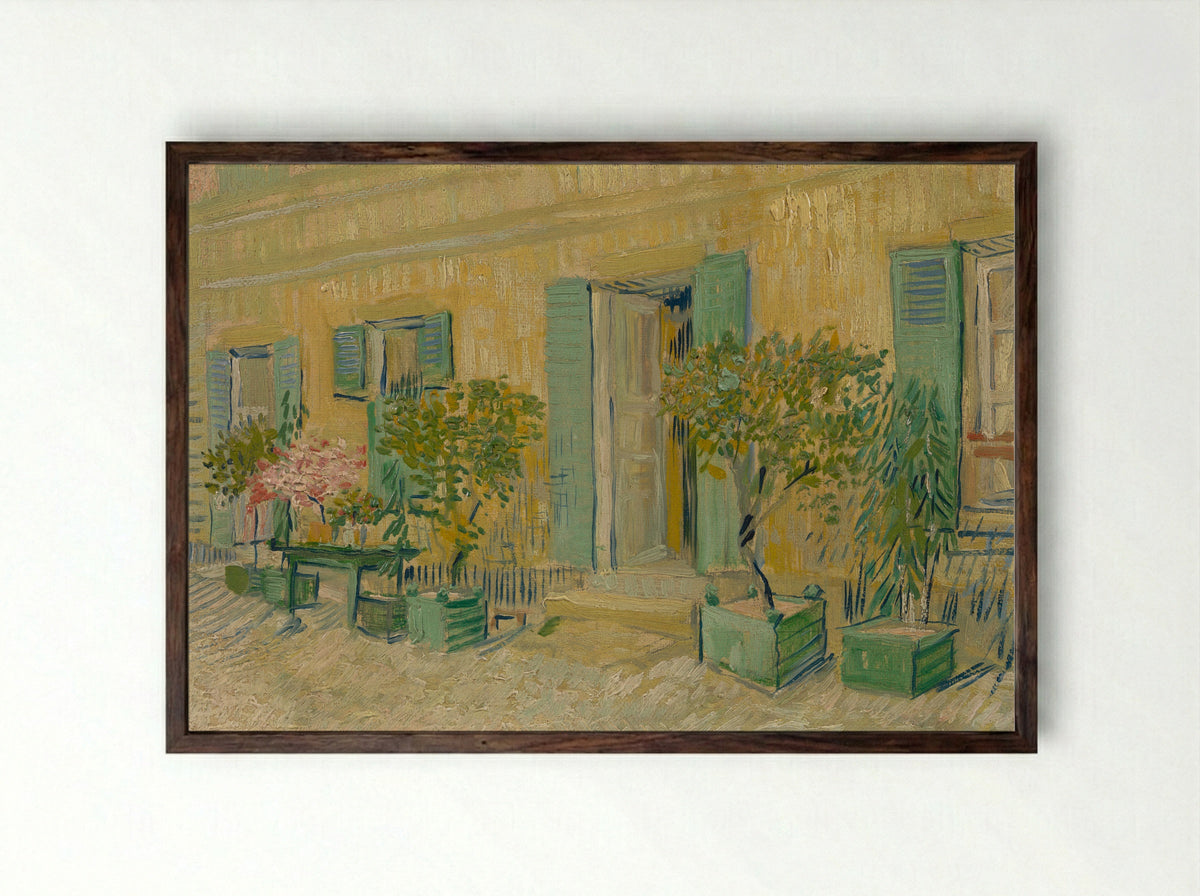 Exterior of a Restaurant at Asnieres - Vincent van Gogh - Framed Print Dark Wood