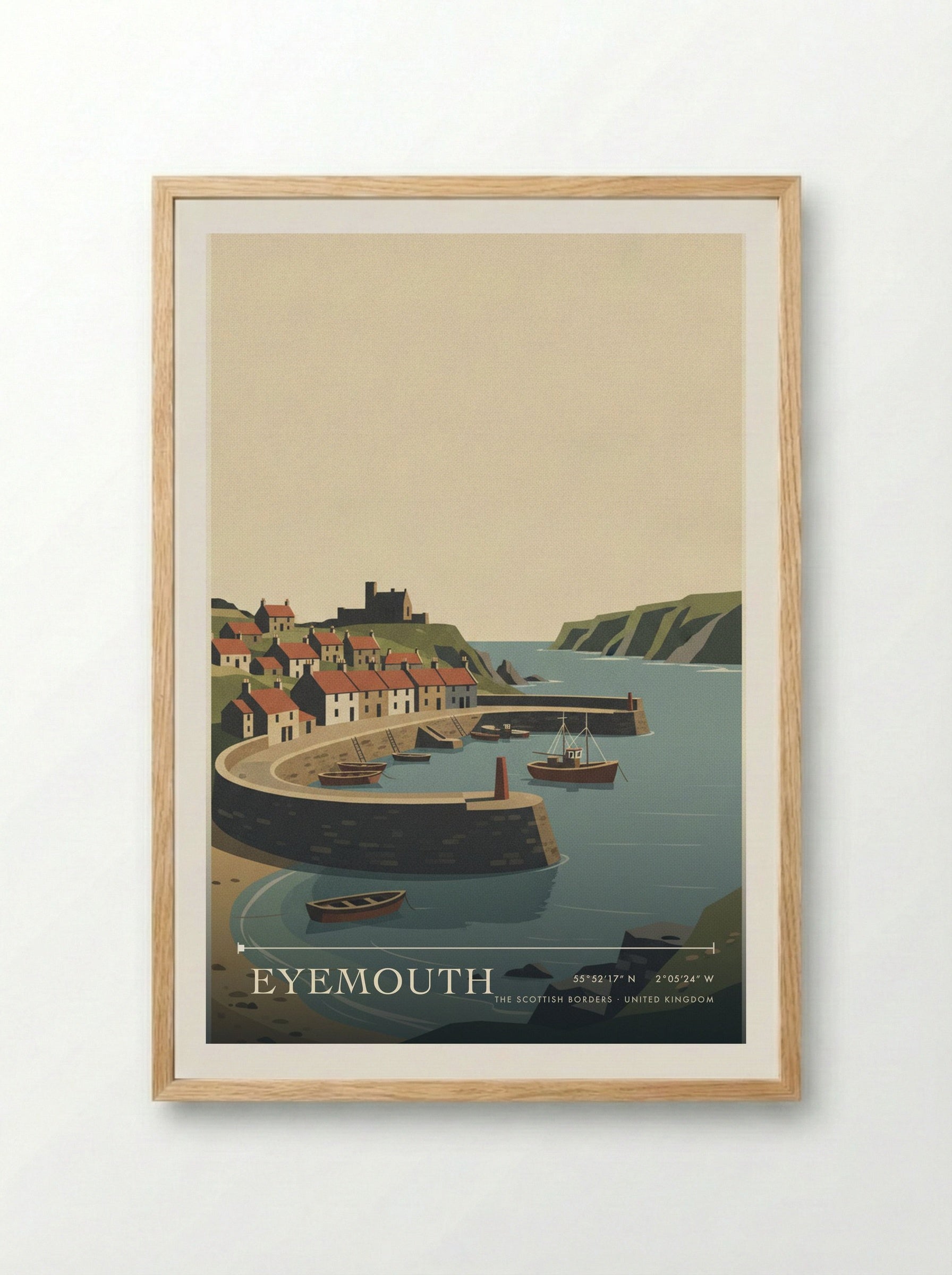 Eyemouth The Scottish Borders United Kingdom Travel Poster - Framed Print Wood