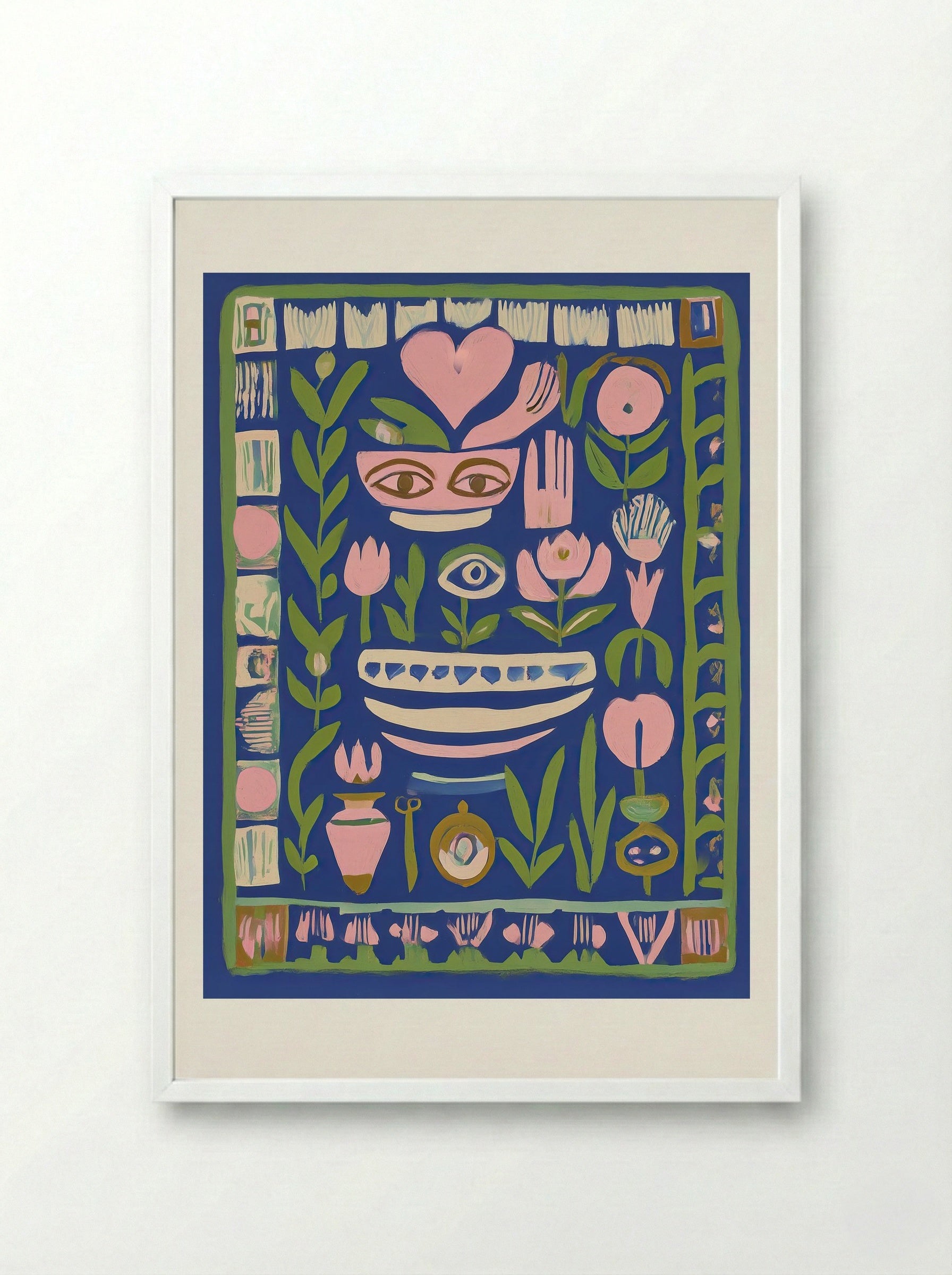 Eyes of the Garden Spirit - Framed Print White