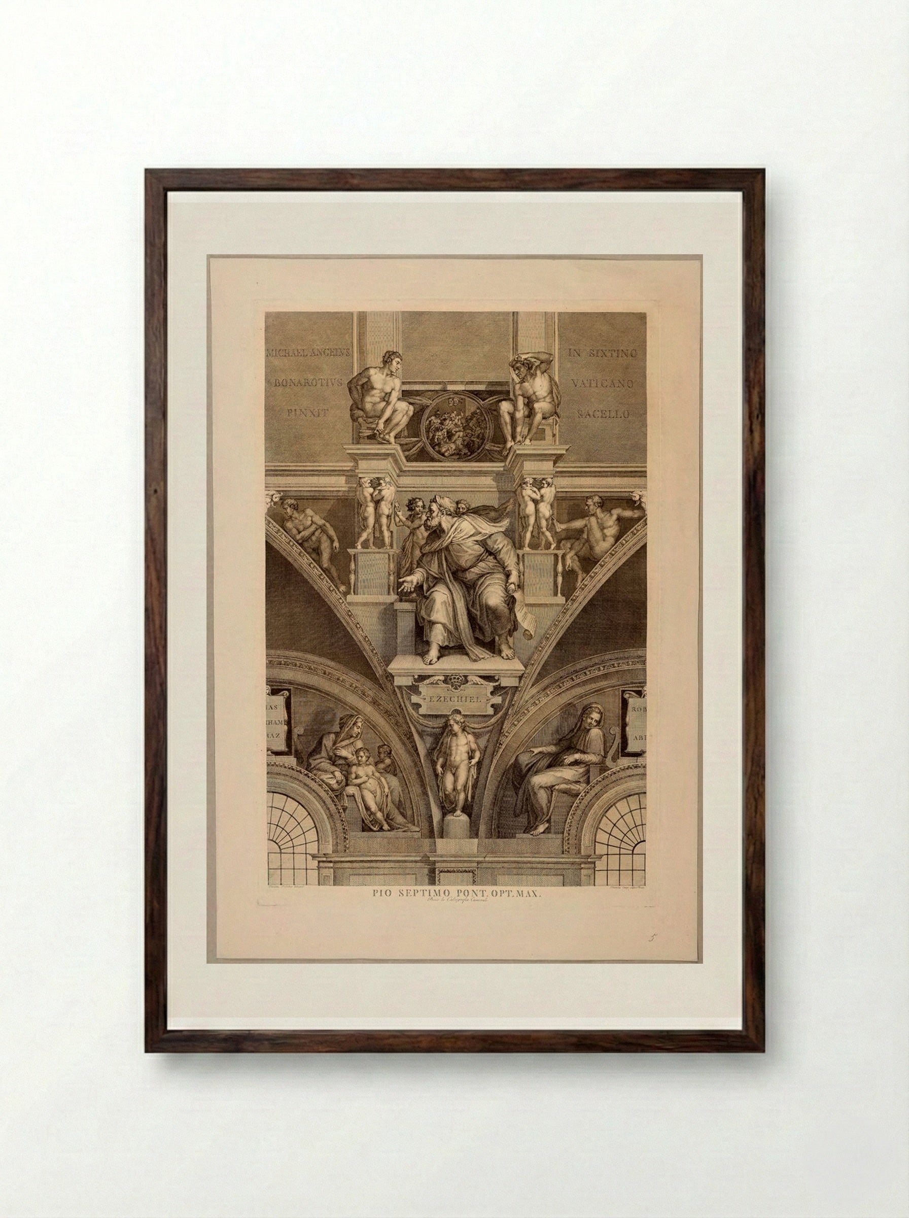 Ezekiel (After Michelangelo) - Domenico Cunego - Framed Print Dark Wood