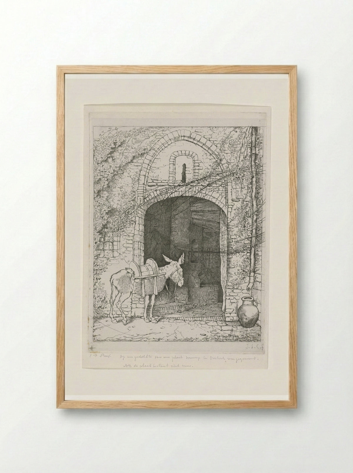 Ezel voor zijn stal - Jacobus Ludovicus Cornet - Framed Print Wood