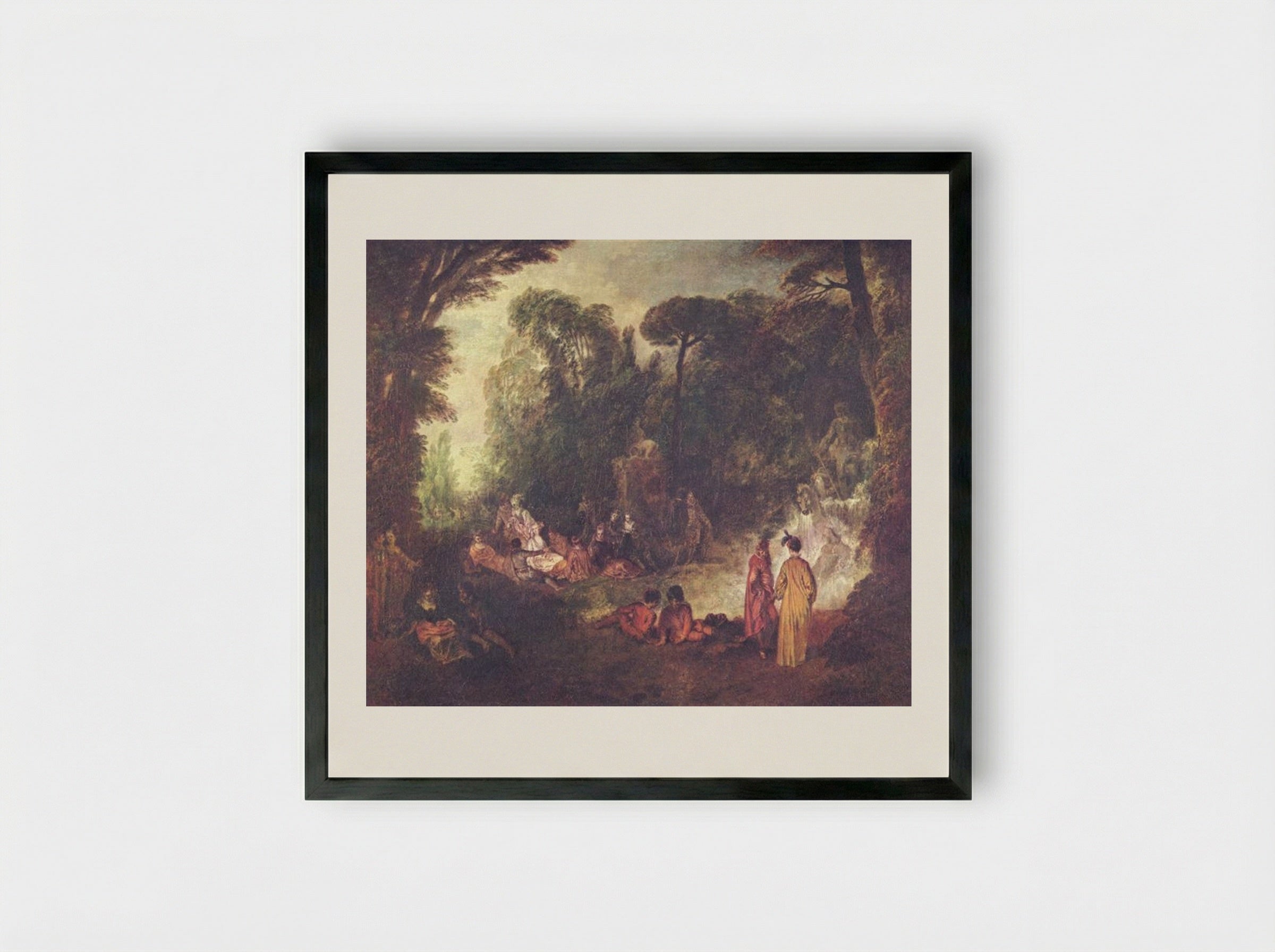 Fête Champêtre - Antoine Watteau - Framed Print Black