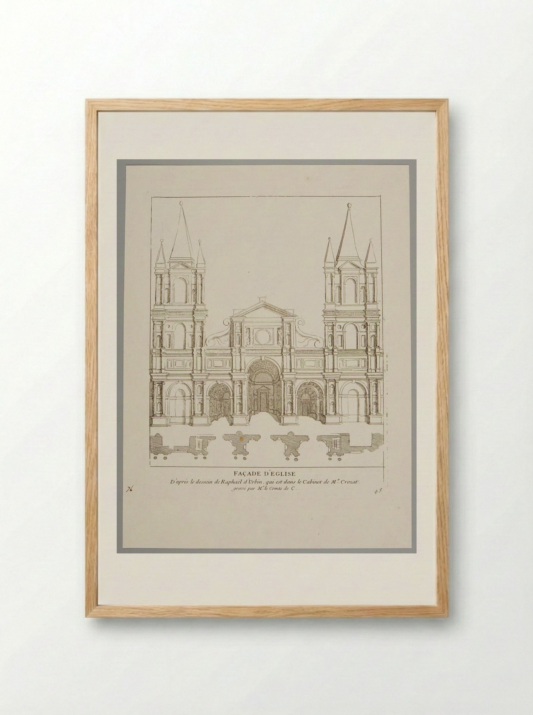 Façade of a Church (After Raphael) - Anne Claude Philippe de Thubières, comte de Caylus - Framed Print Wood