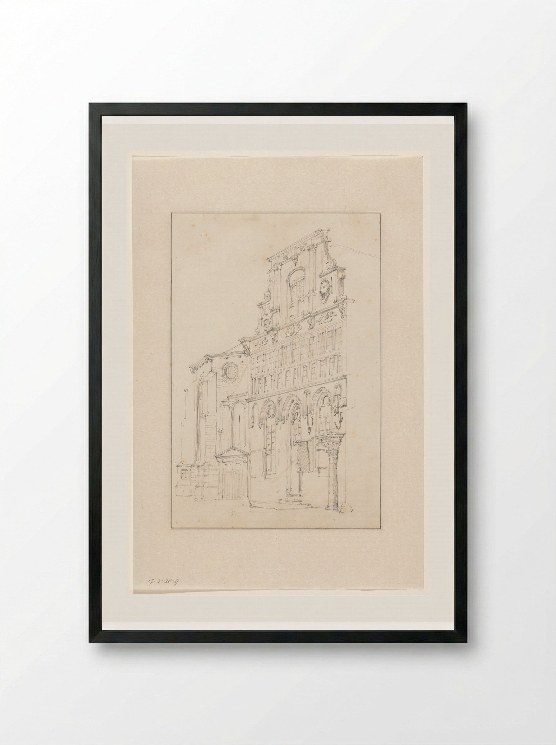 Façade of the Town Hall in Woerden - Cornelis Springer - Framed Print Black