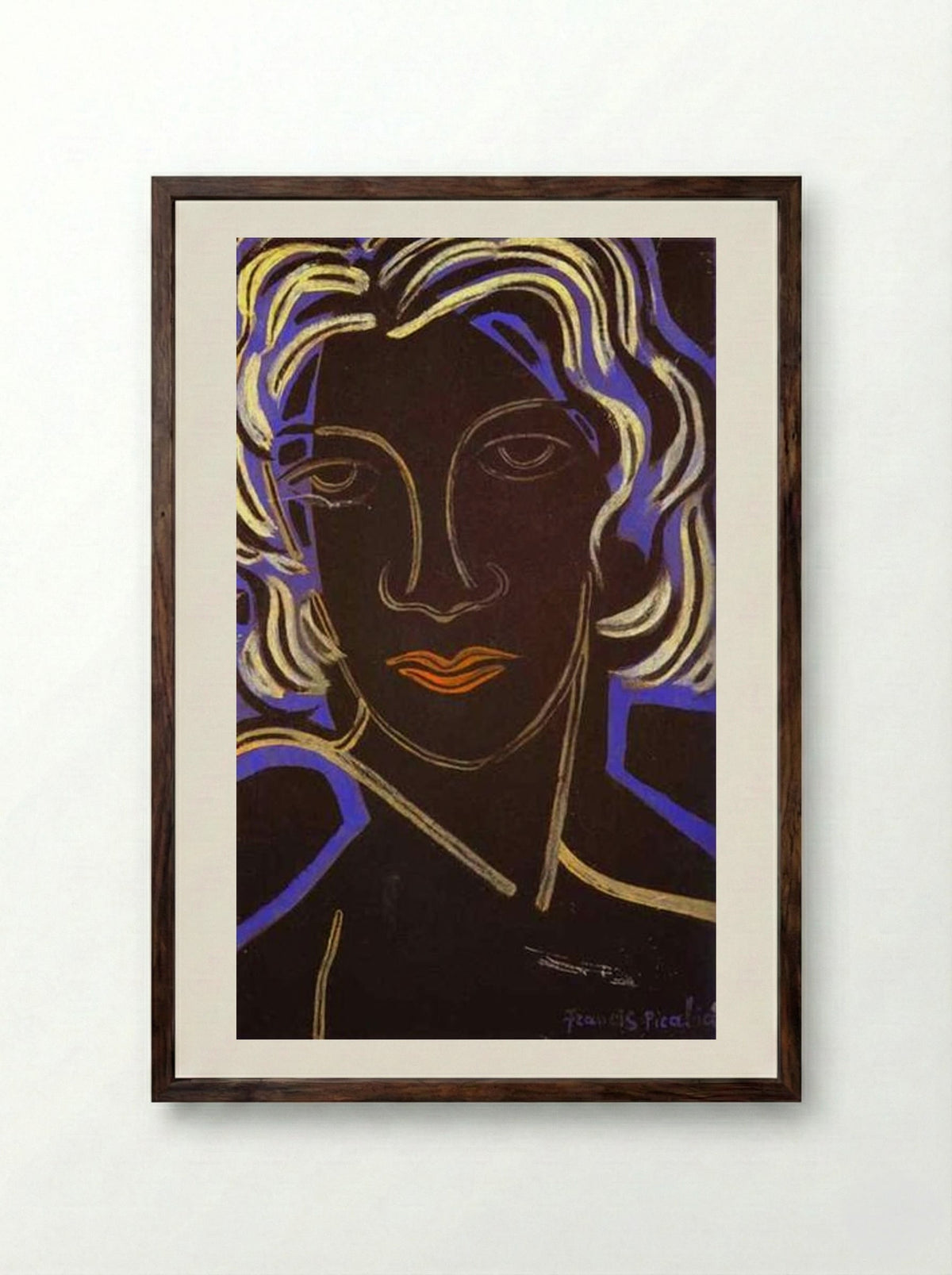 Face of a Woman - Francis Picabia - Framed Print Dark Wood