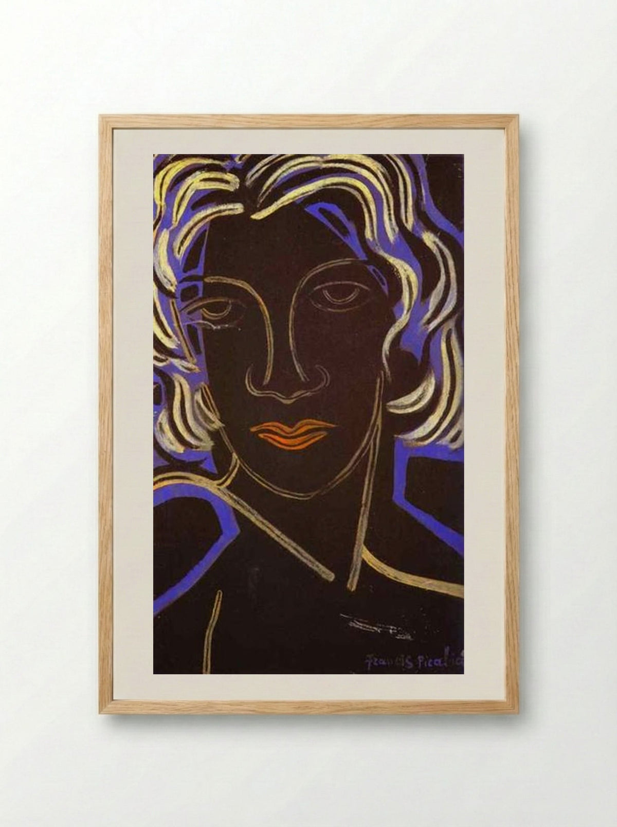 Face of a Woman - Francis Picabia - Framed Print Wood