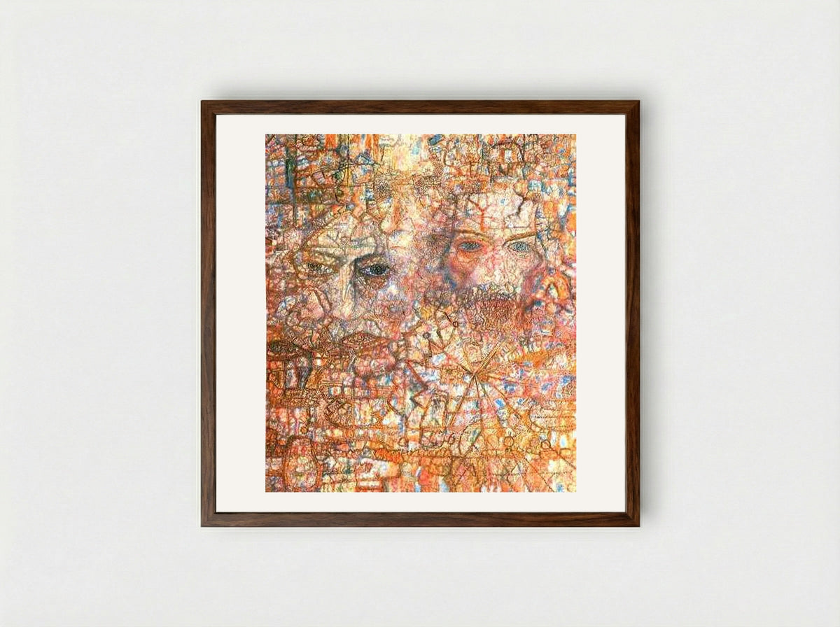 Faces - Pavel Filonov - Framed Print Dark Wood