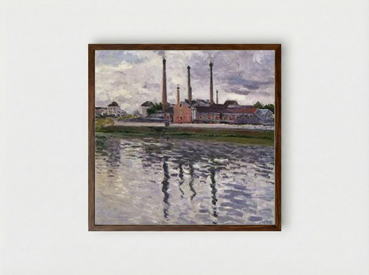 Factories at Argenteuil - Gustave Caillebotte - Framed Print Dark Wood