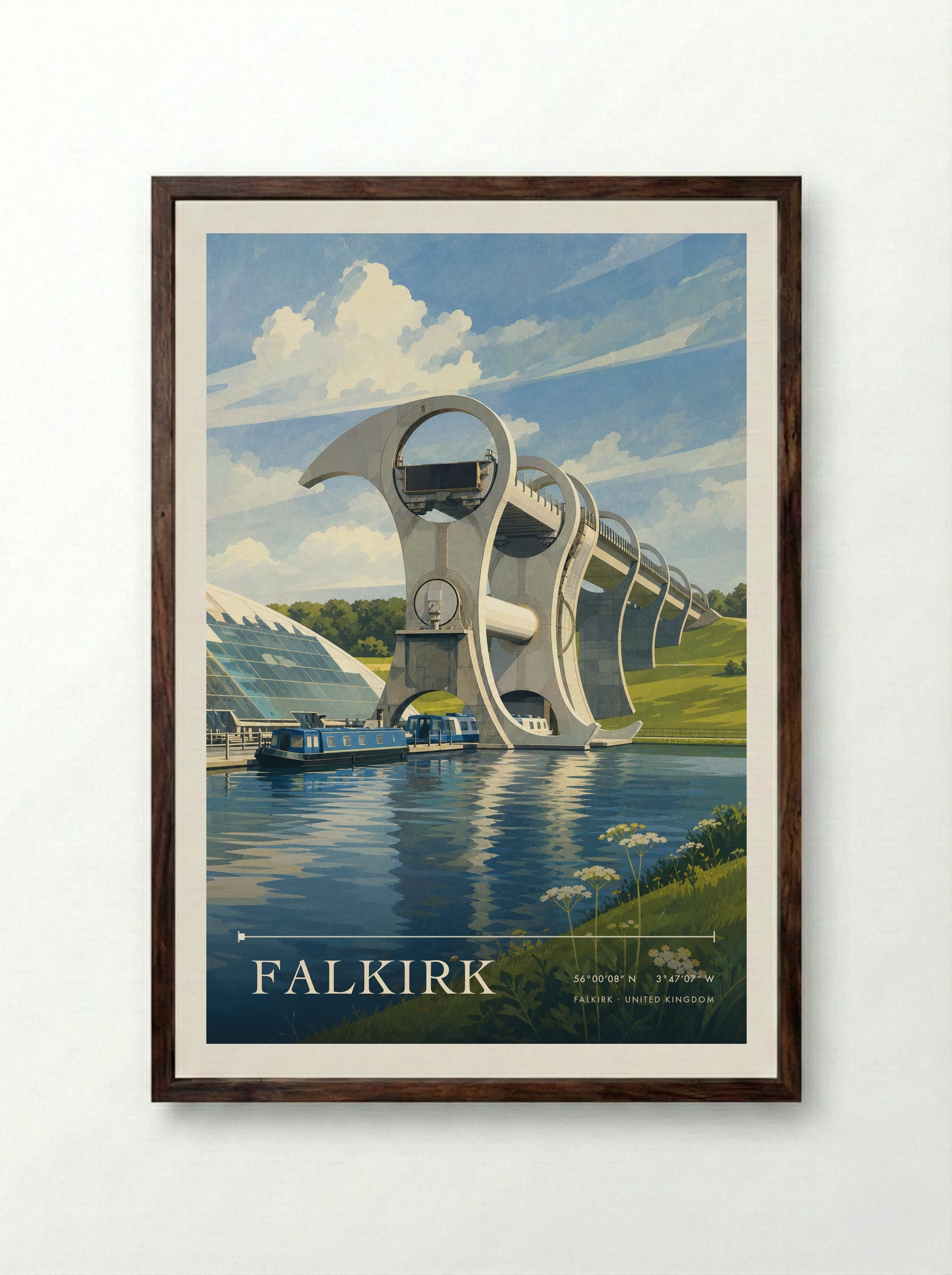 Falkirk United Kingdom Travel Poster - Framed Print Dark Wood