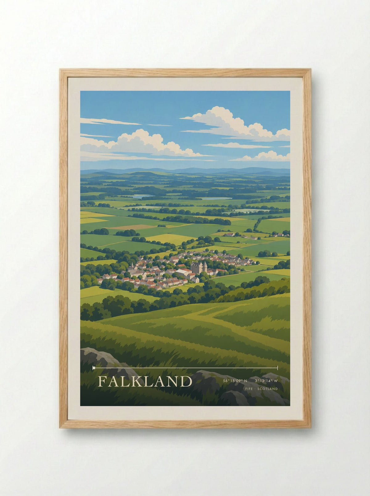 Falkland, Fife | Travel Poster - Framed Print Wood