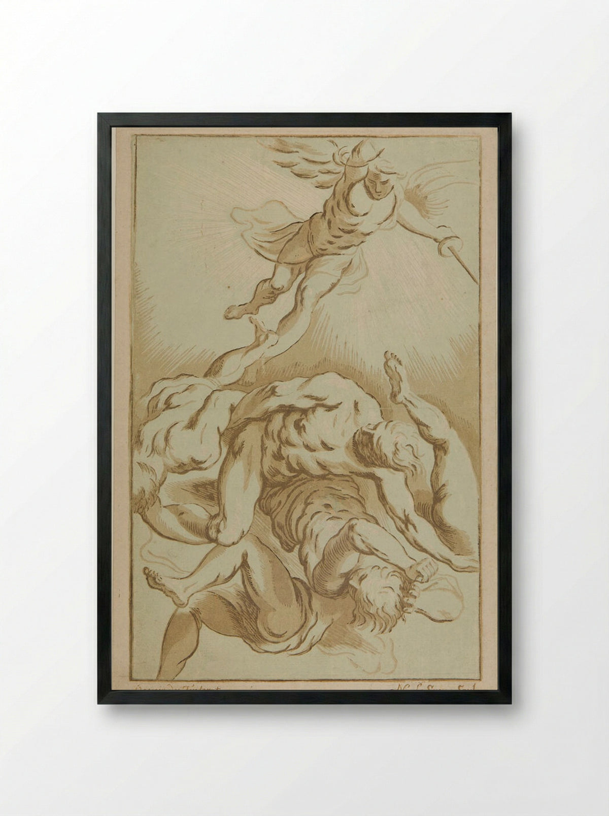 Fall of the Rebel Angels - Nicolas Le Sueur - Framed Print Black