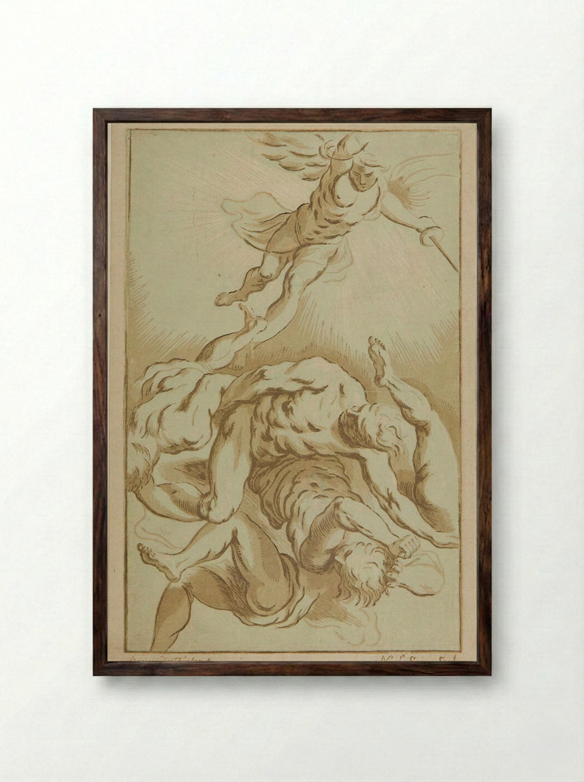 Fall of the Rebel Angels - Nicolas Le Sueur - Framed Print Dark Wood