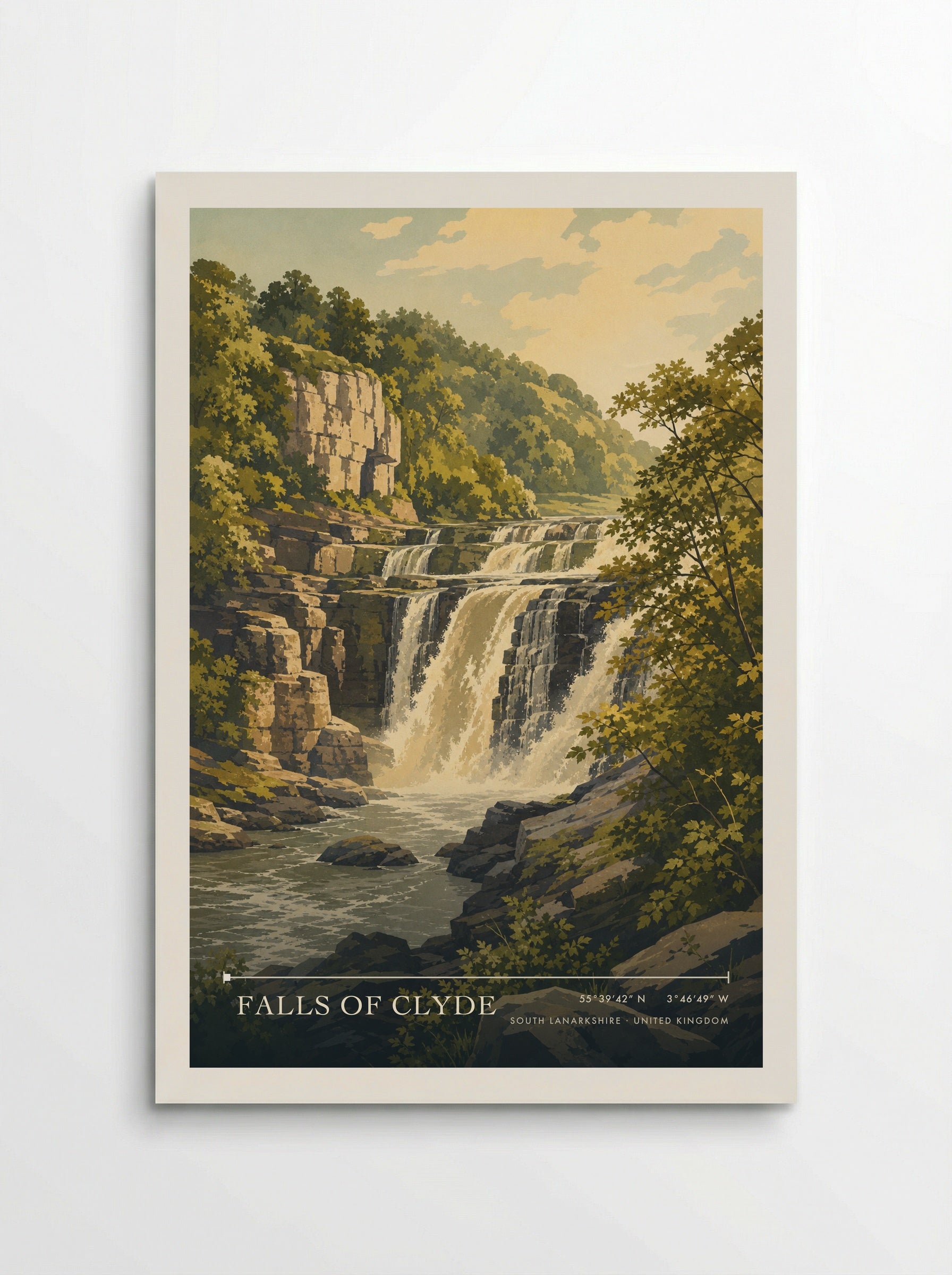 Falls of Clyde South Lanarkshire United Kingdom Travel Poster - Poster