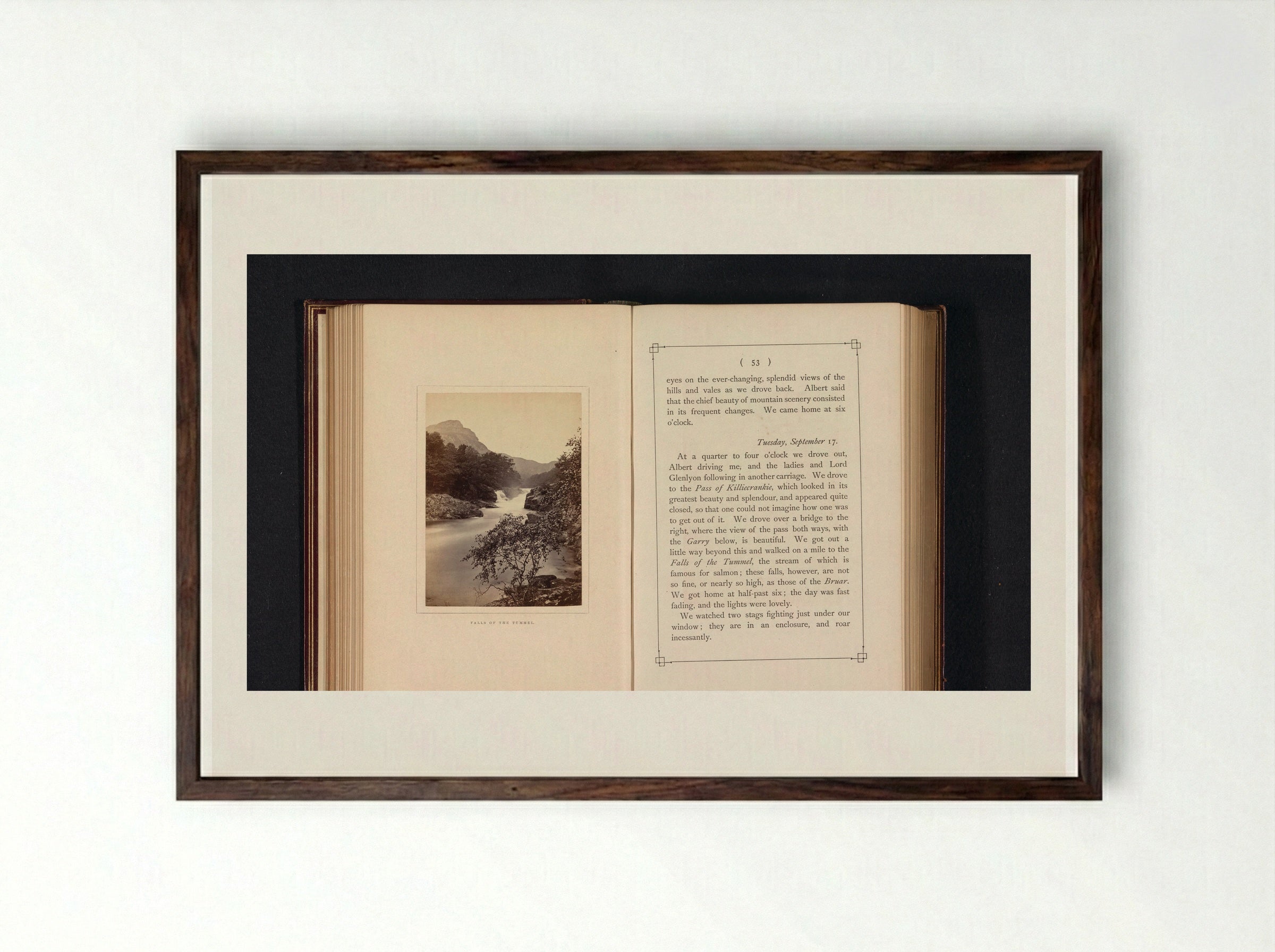 Falls of the Tummel - George Washington Wilson - Framed Print Dark Wood