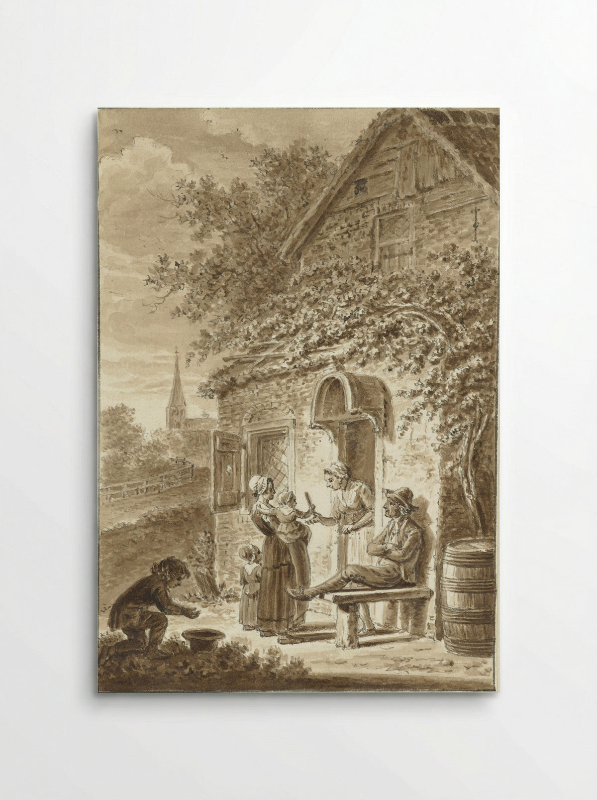 Familie voor het huis - Johannes Petrus van Horstok - Poster