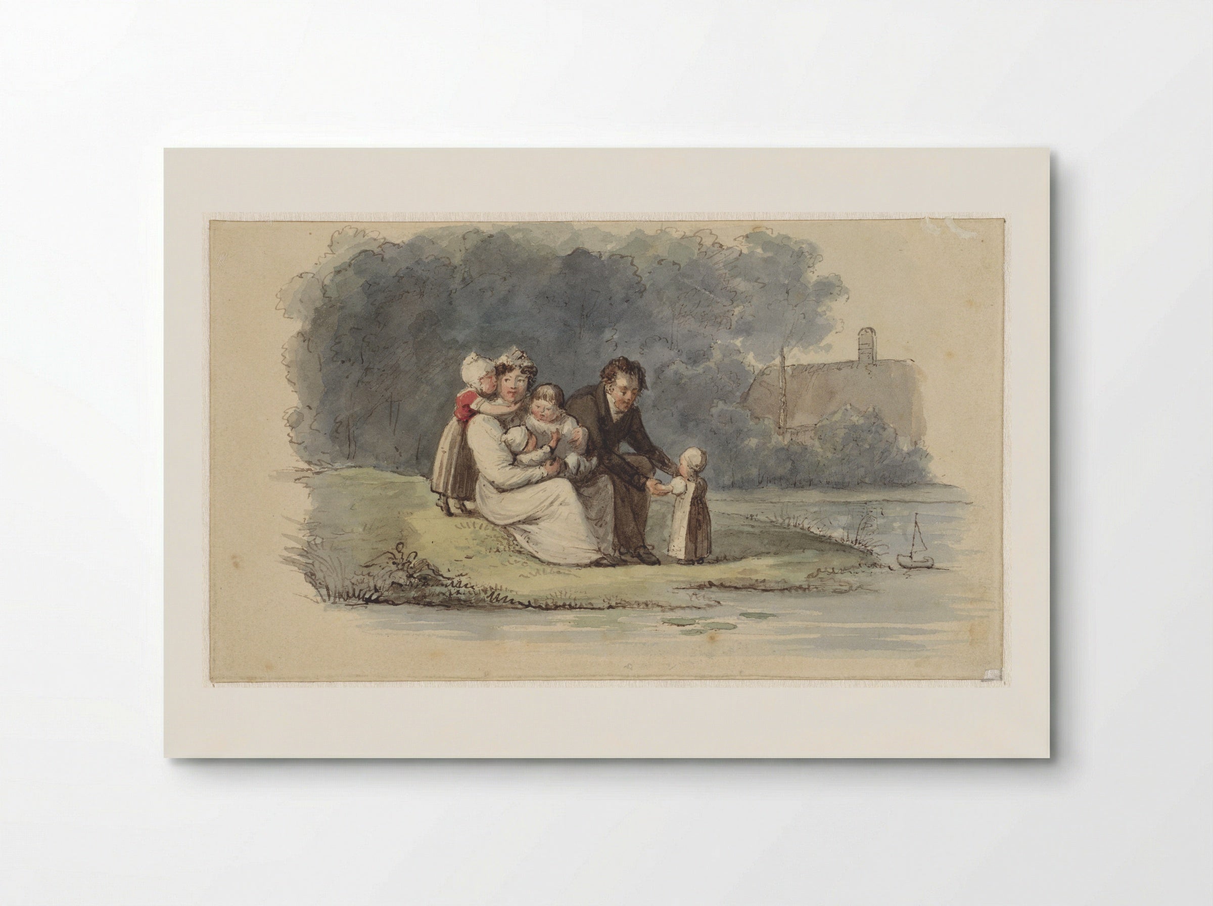 Familie zittend aan het water - Christiaan Julius Lodewijk Portman - Poster