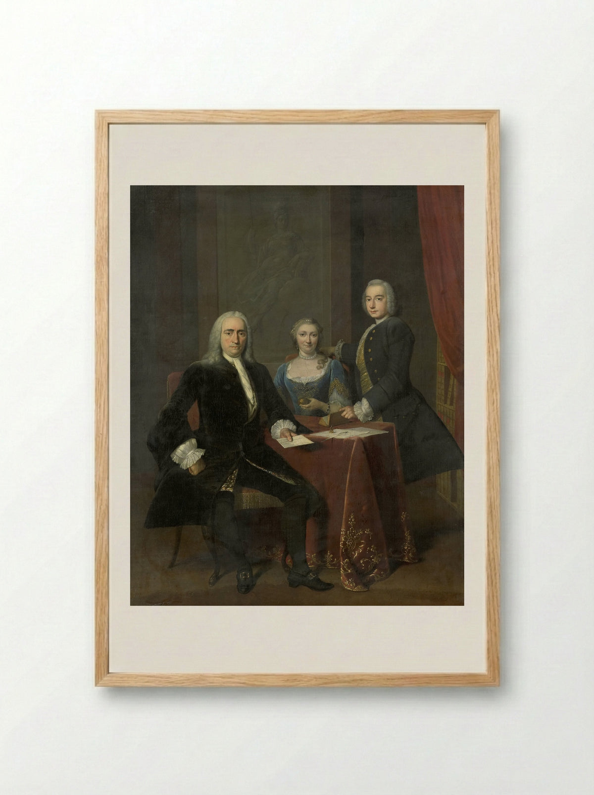 Familiegroep in een interieur - Frans van der Mijn - Framed Print Wood