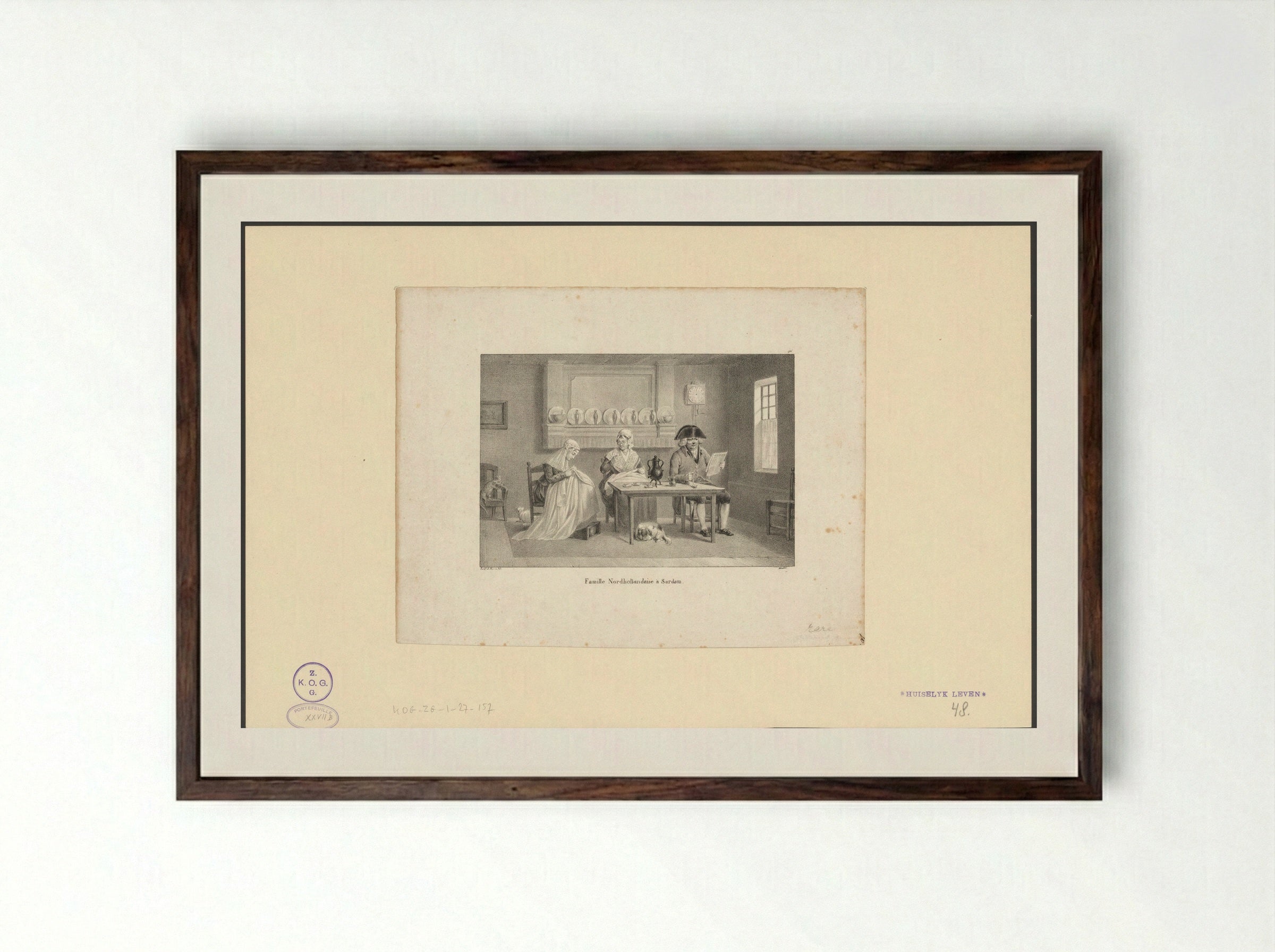 Famille Nordhollandaise à Sardam - Jean Baptiste Ambroise Marcellin Jobard - Framed Print Dark Wood