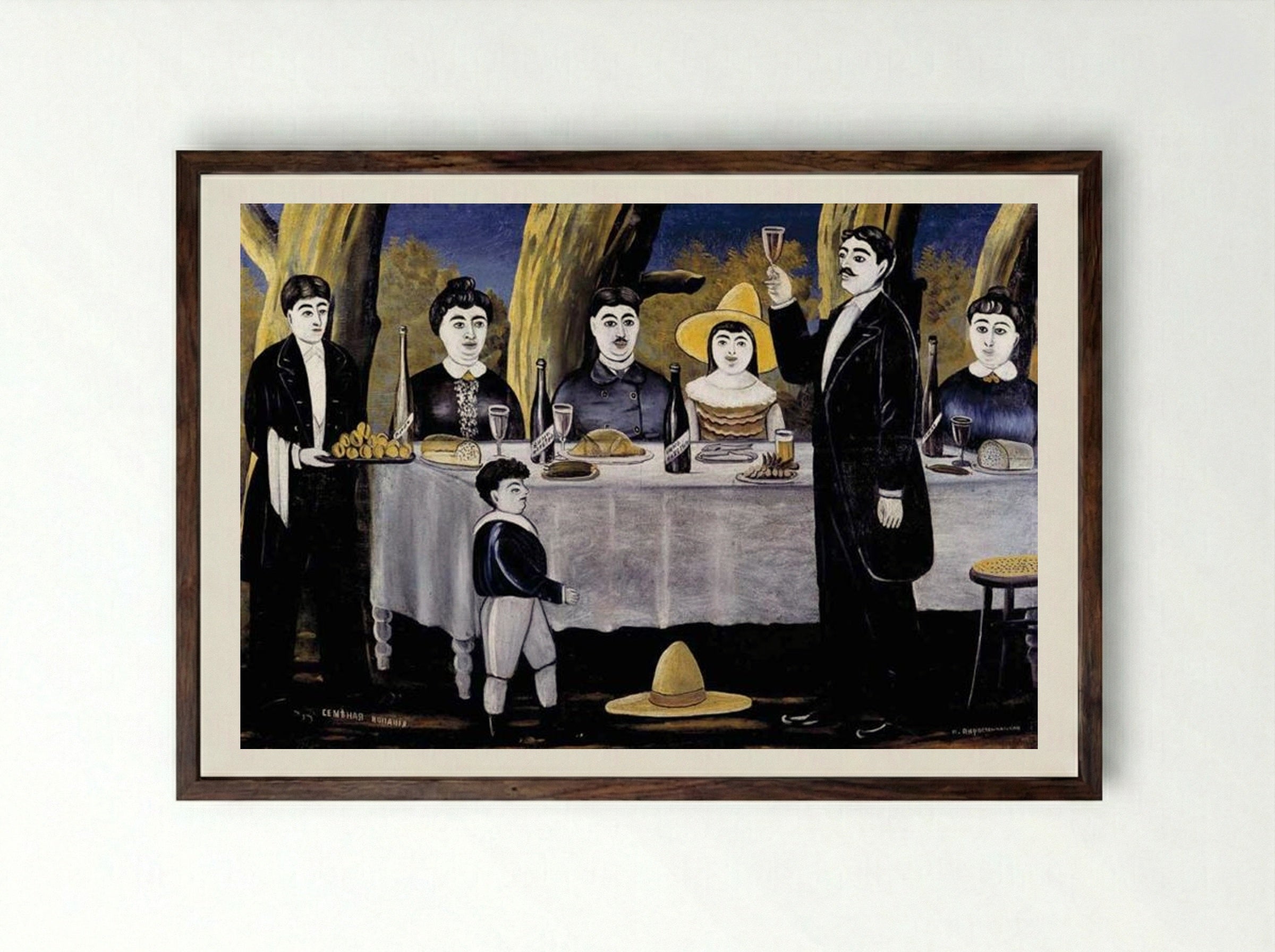 Family Feast - Niko Pirosmani - Framed Print Dark Wood