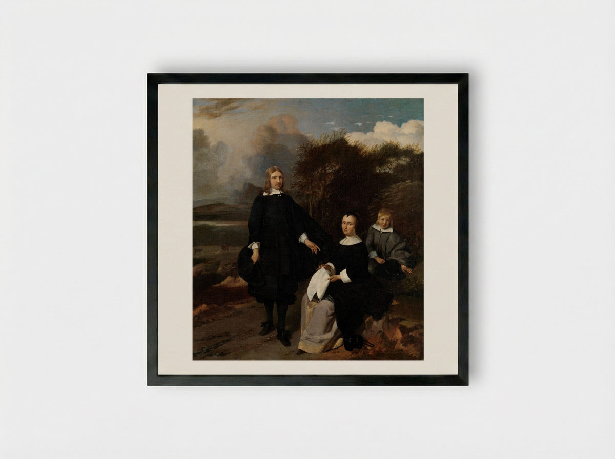 Family Group in a Landscape - Barend Graat - Framed Print Black