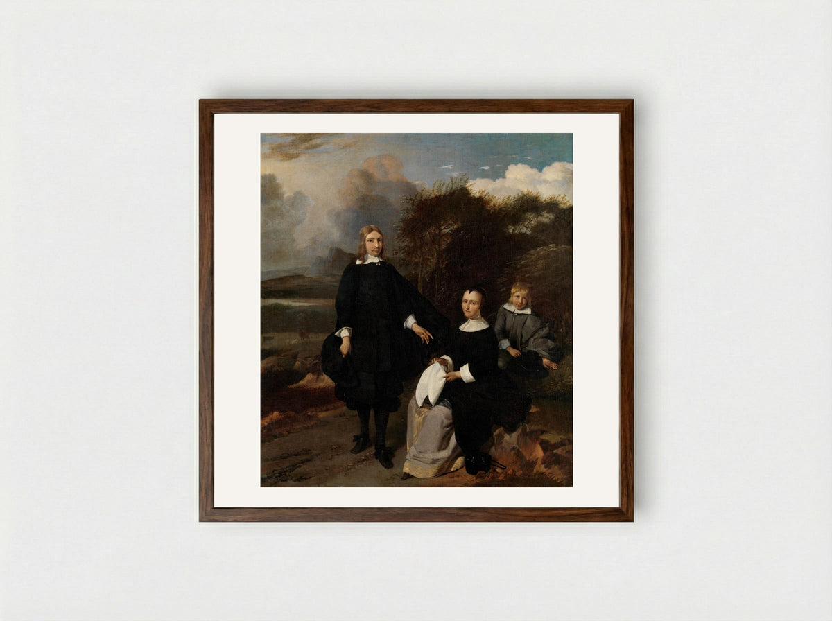 Family Group in a Landscape - Barend Graat - Framed Print Dark Wood