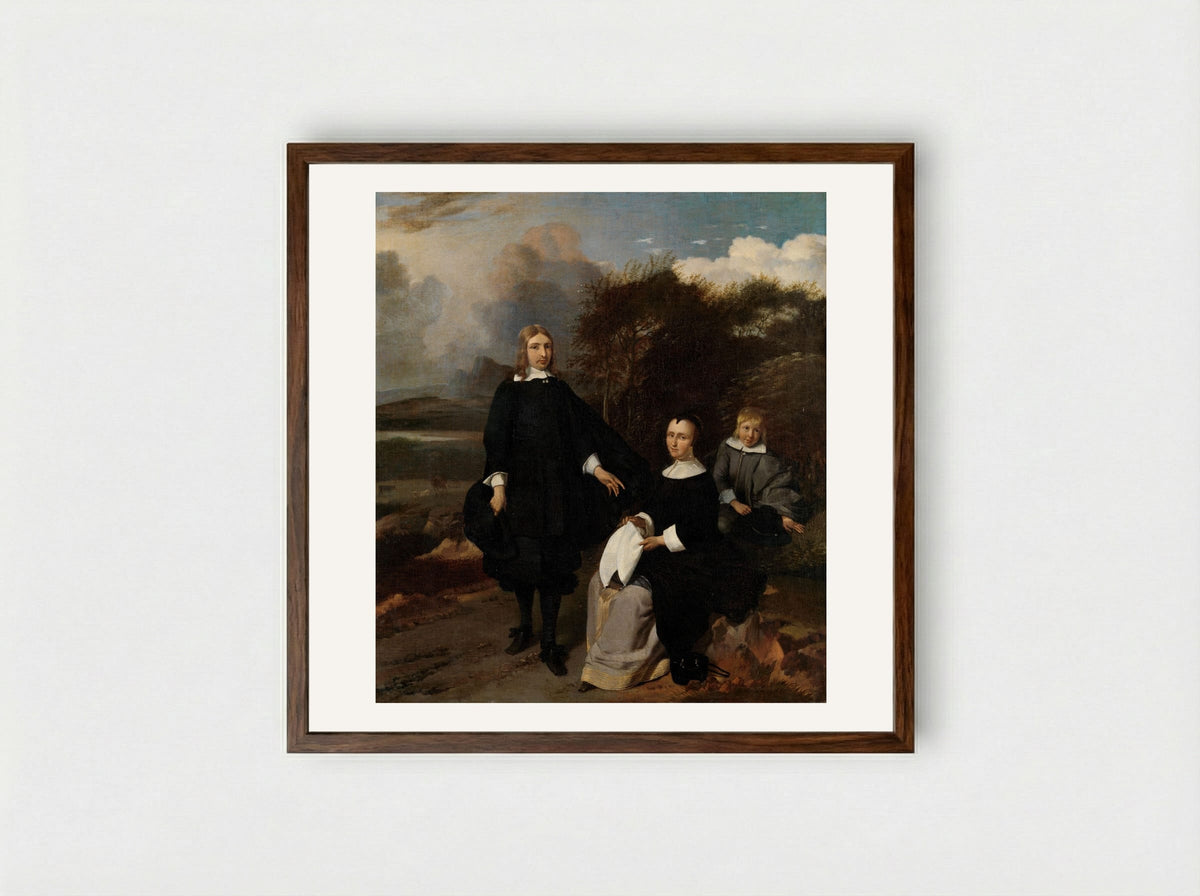 Family Group in a Landscape - Barend Graat - Framed Print Dark Wood
