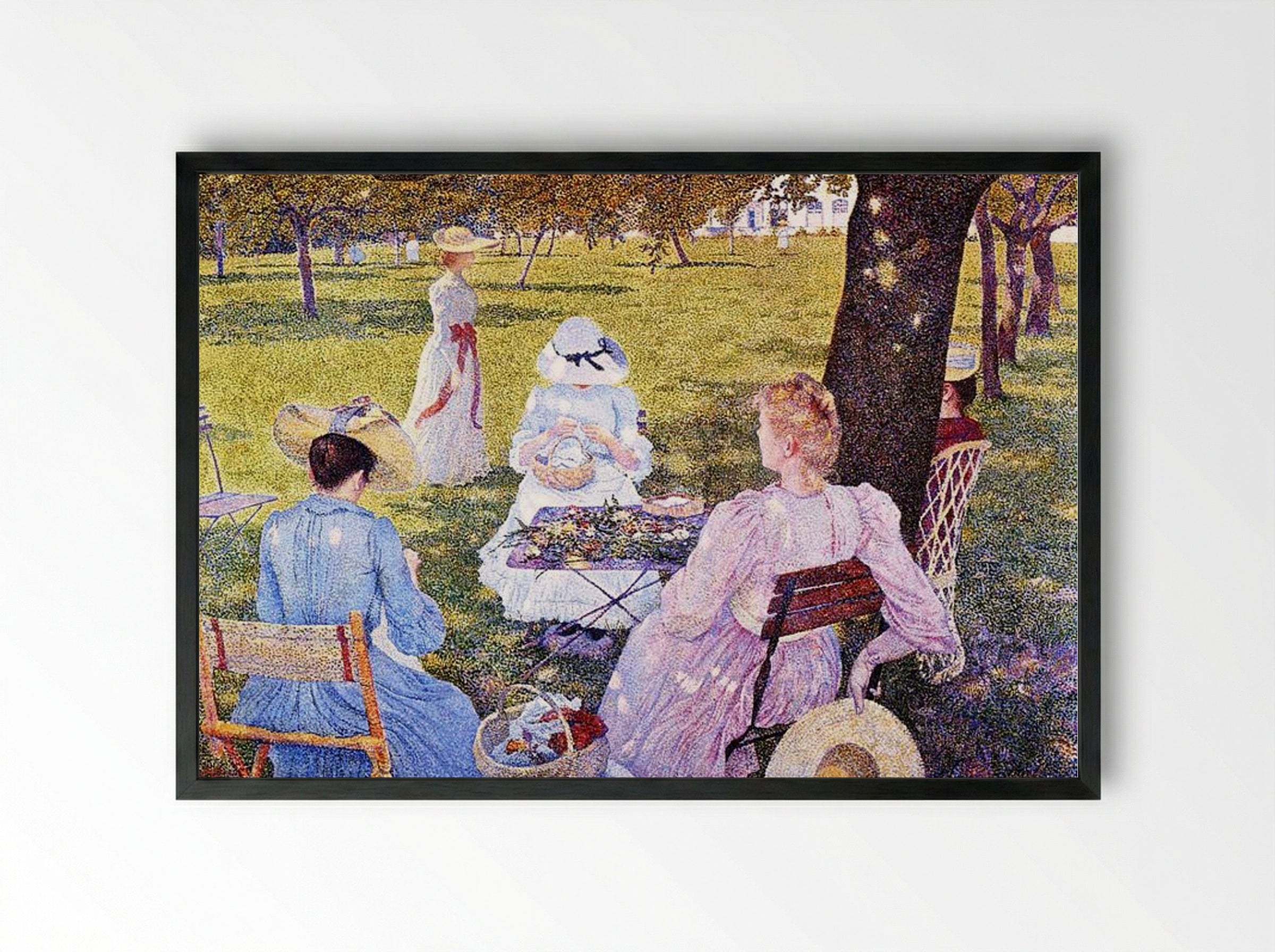 Family in the Orchard - Théo van Rysselberghe - Framed Print Black