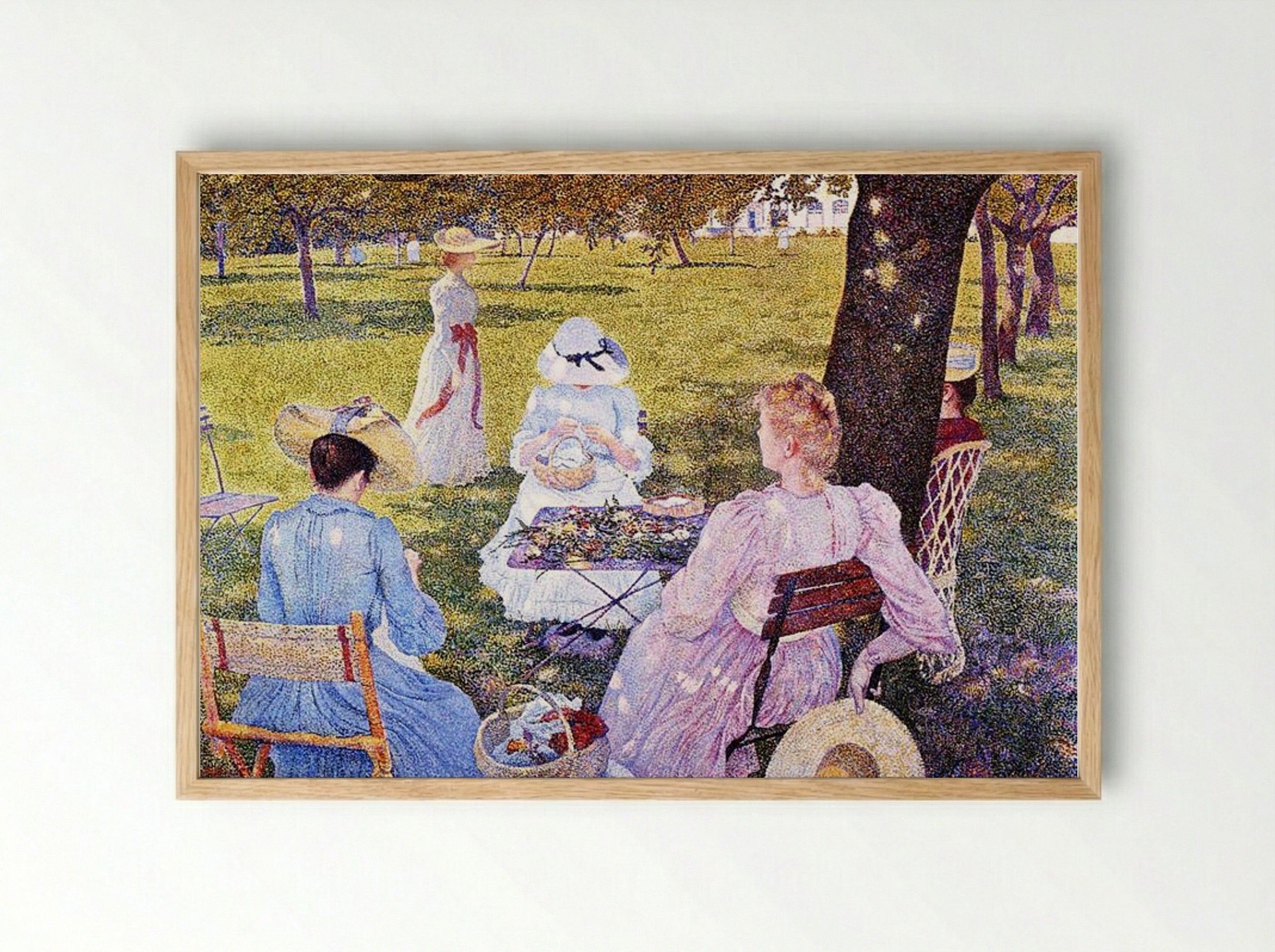 Family in the Orchard - Théo van Rysselberghe - Framed Print Wood