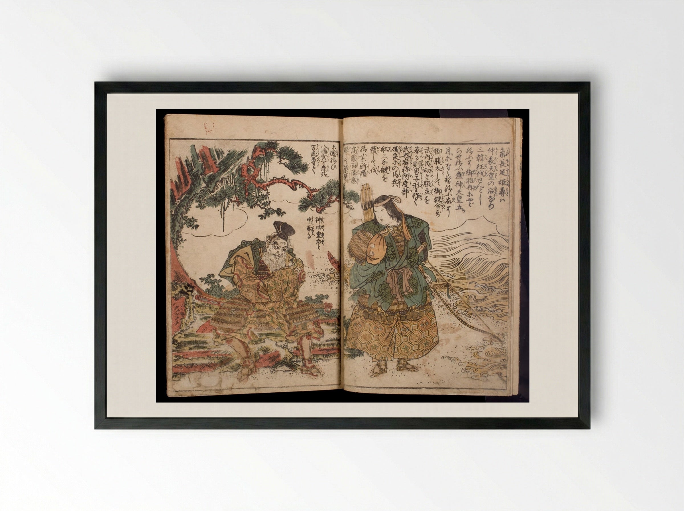 Famous Historical Warriors in Action - Torii Kiyonaga - Framed Print Black
