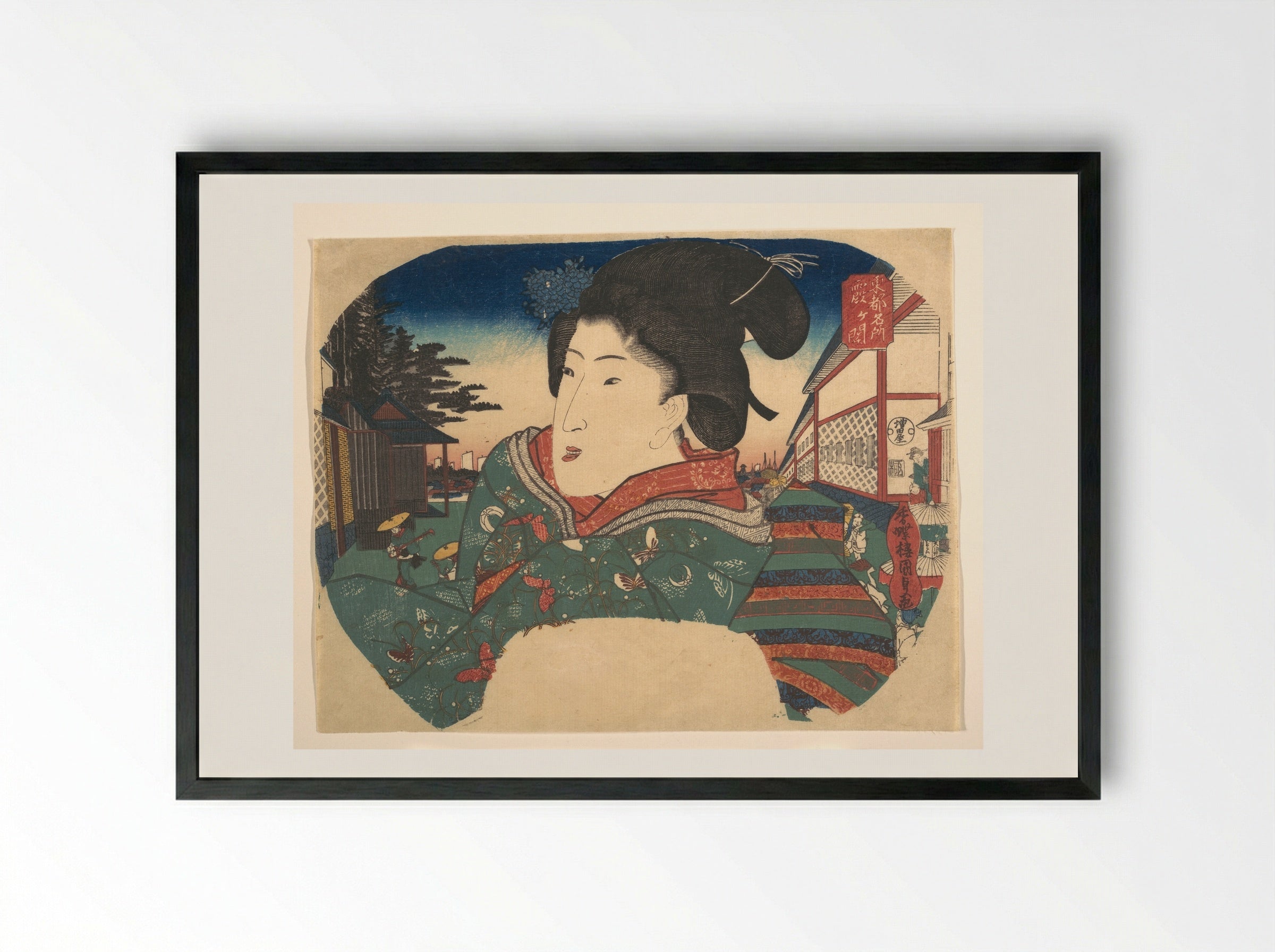 Famous Views of Edo: Kasumigaseki - Utagawa Kunisada - Framed Print Black