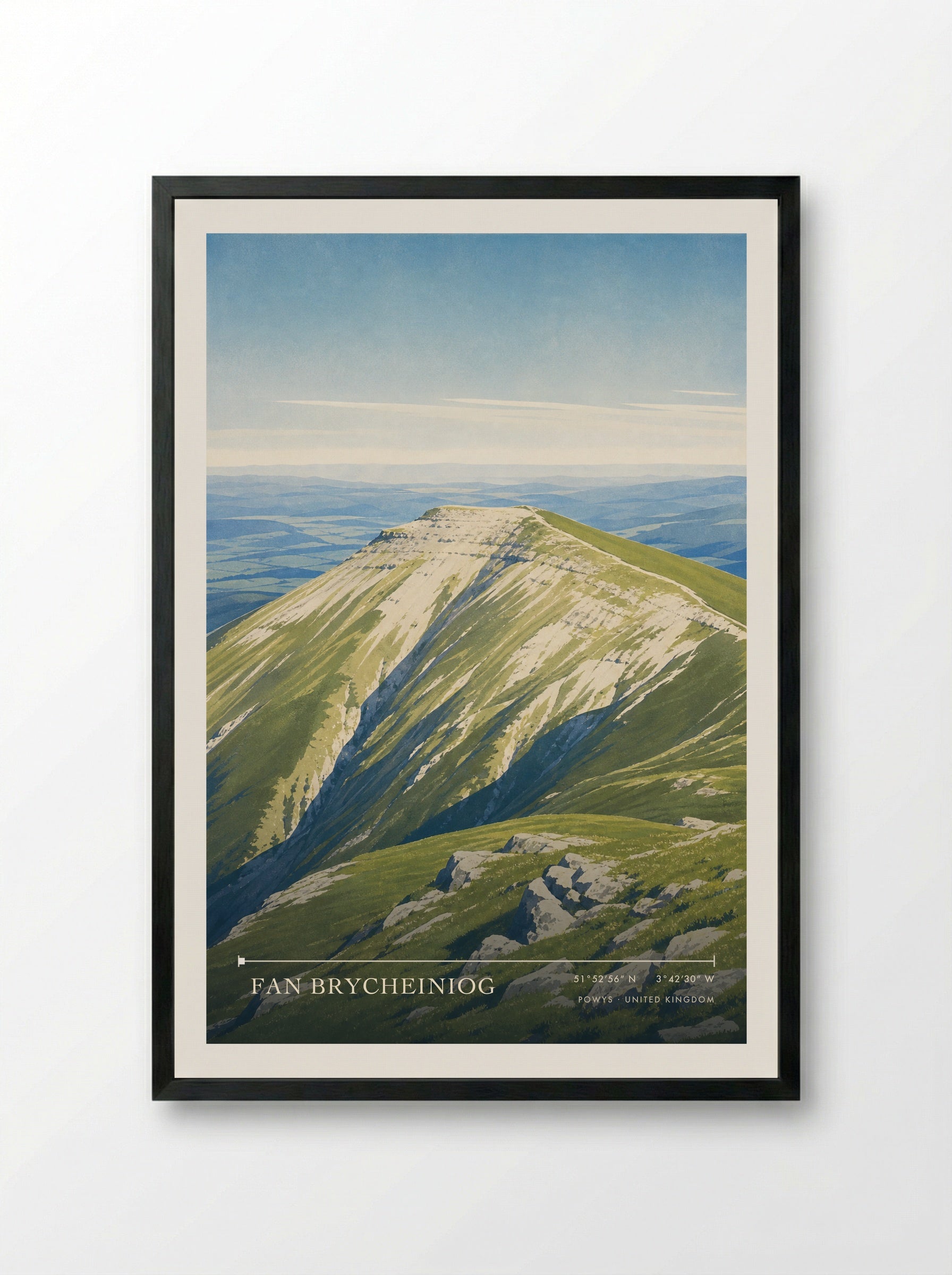 Fan Brycheiniog Powys United Kingdom Travel Poster - Framed Print Black