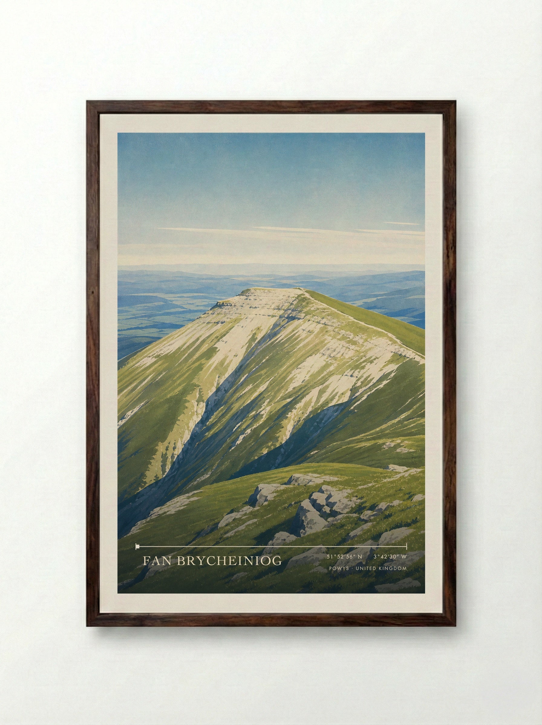 Fan Brycheiniog Powys United Kingdom Travel Poster - Framed Print Dark Wood