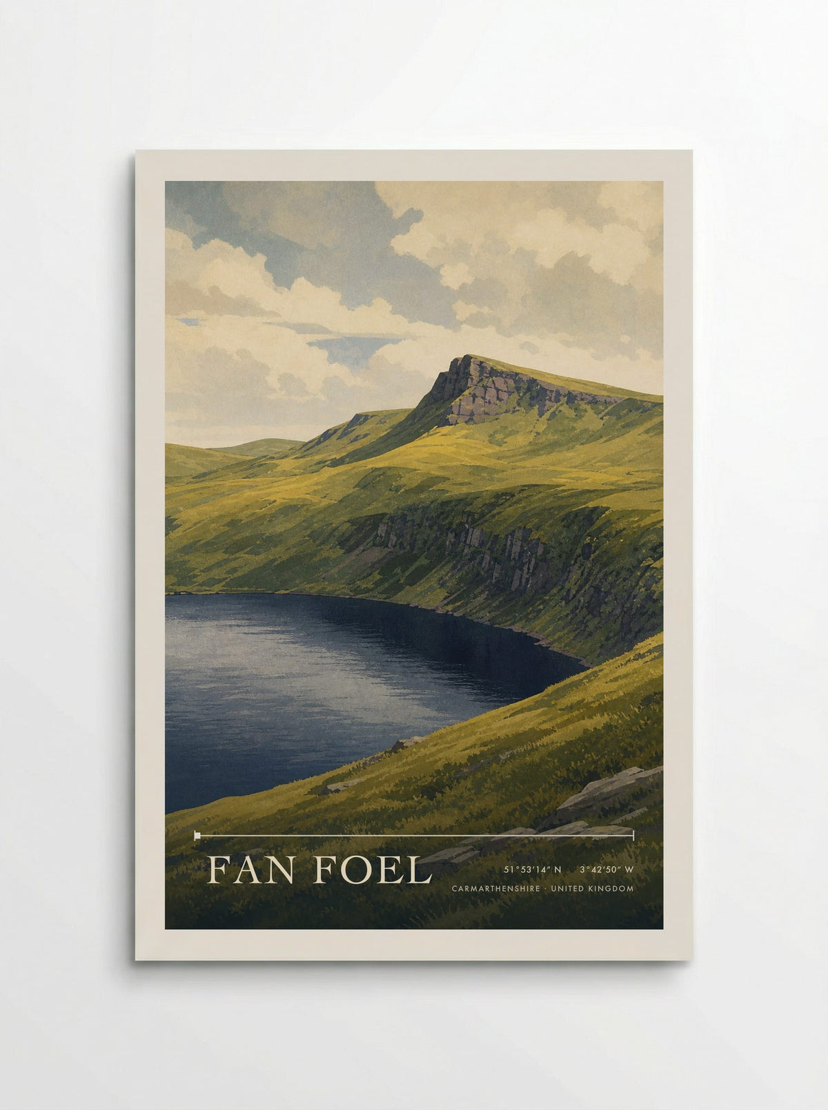 Fan Foel Carmarthenshire United Kingdom Travel Poster - Poster