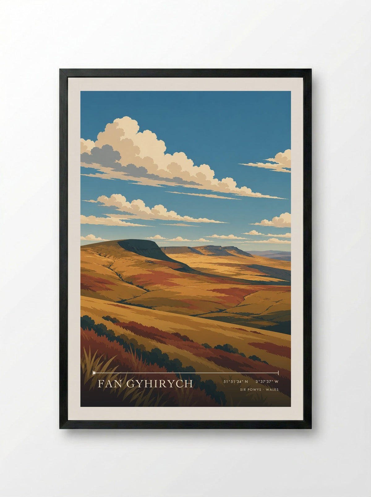 Fan Gyhirych, Sir Powys | Travel Poster - Framed Print Black