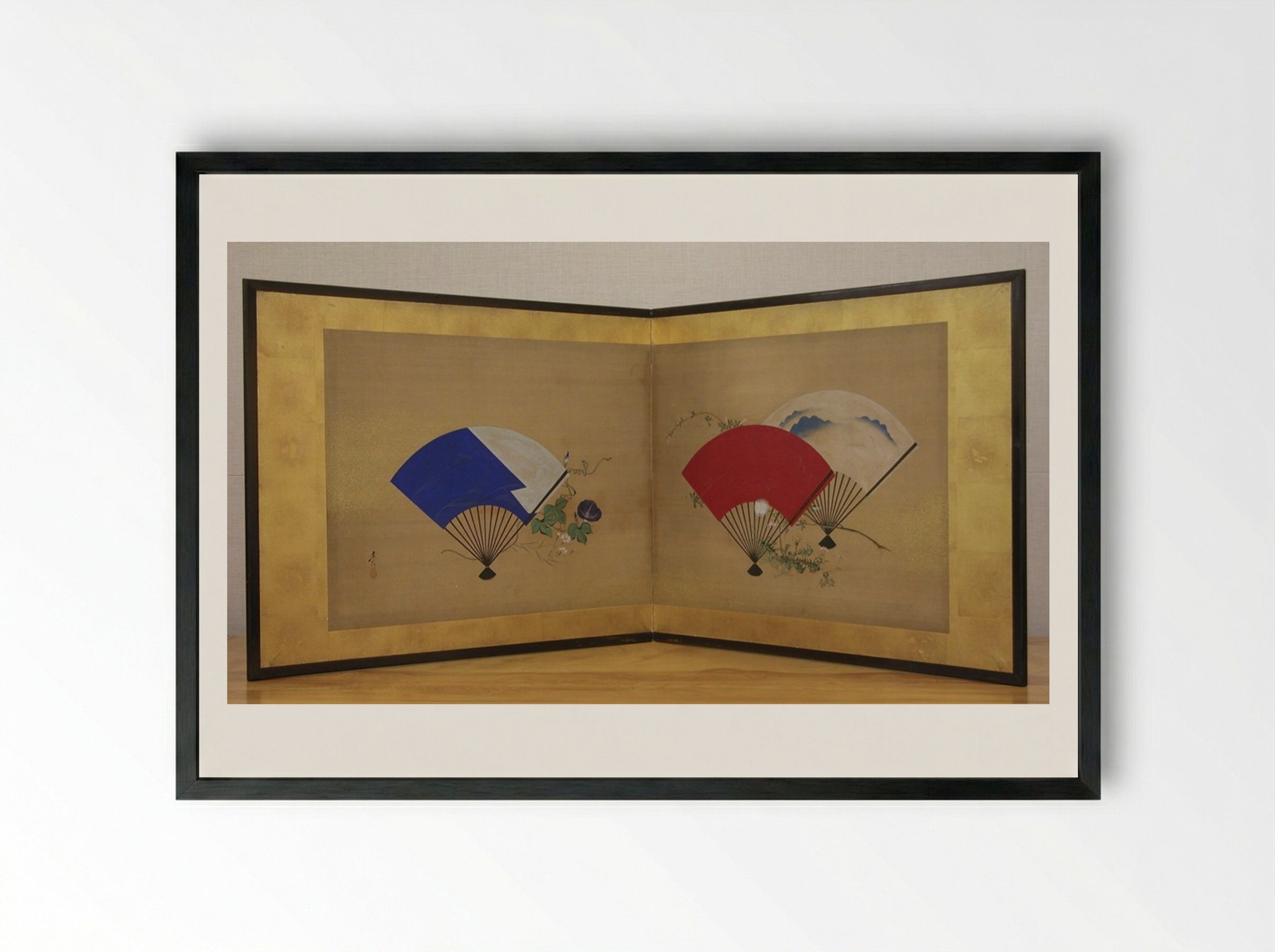 Fans and Flowers - Shibata Zeshin - Framed Print Black