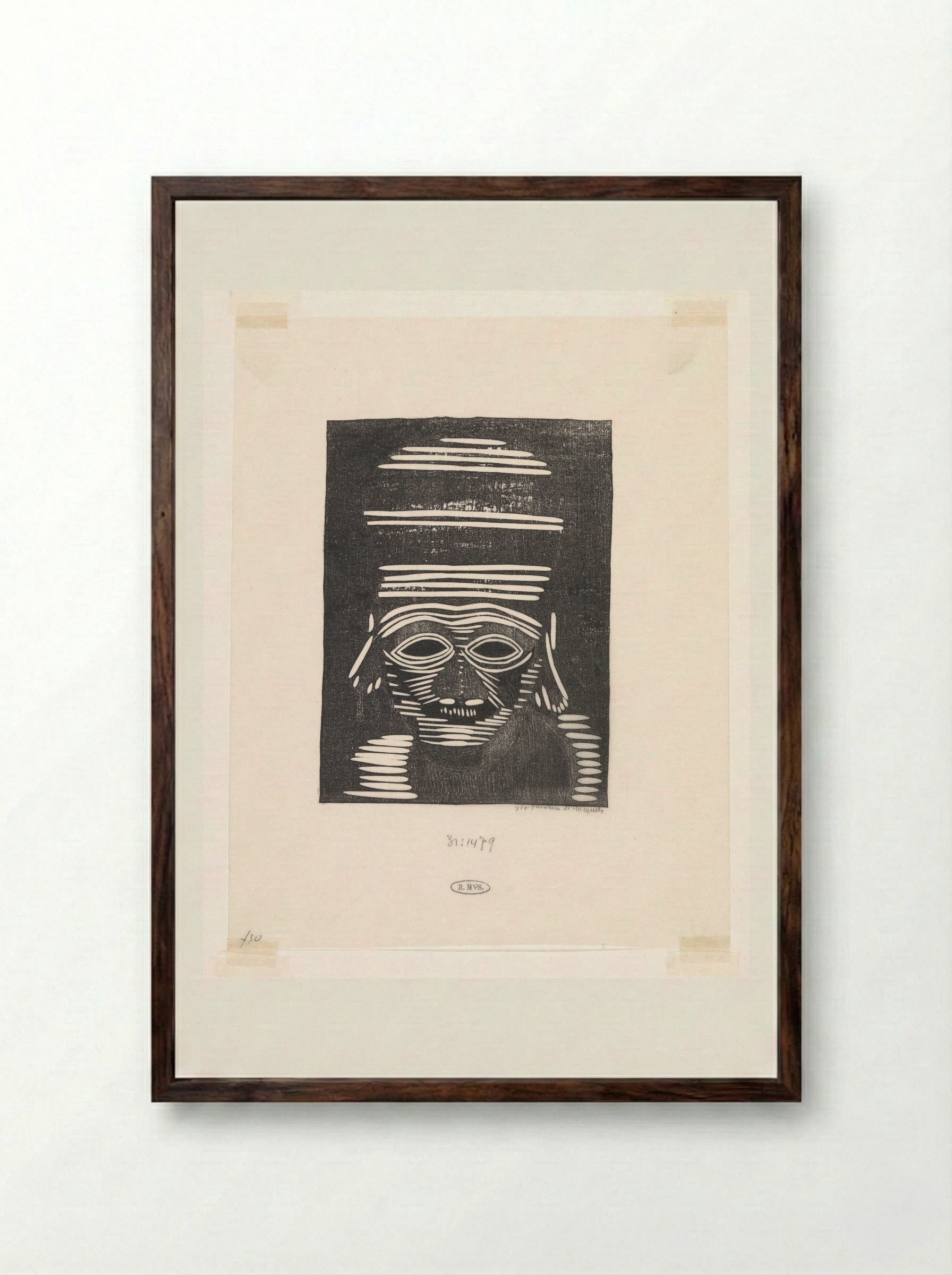 Fantasie: heksachtige kop naar rechts - Samuel Jessurun de Mesquita - Framed Print Dark Wood