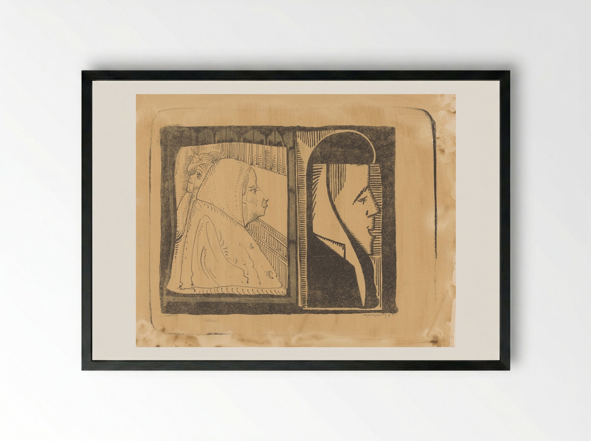 Fantasie: twee kaders, in elk een profiel naar rechts - Samuel Jessurun de Mesquita - Framed Print Black
