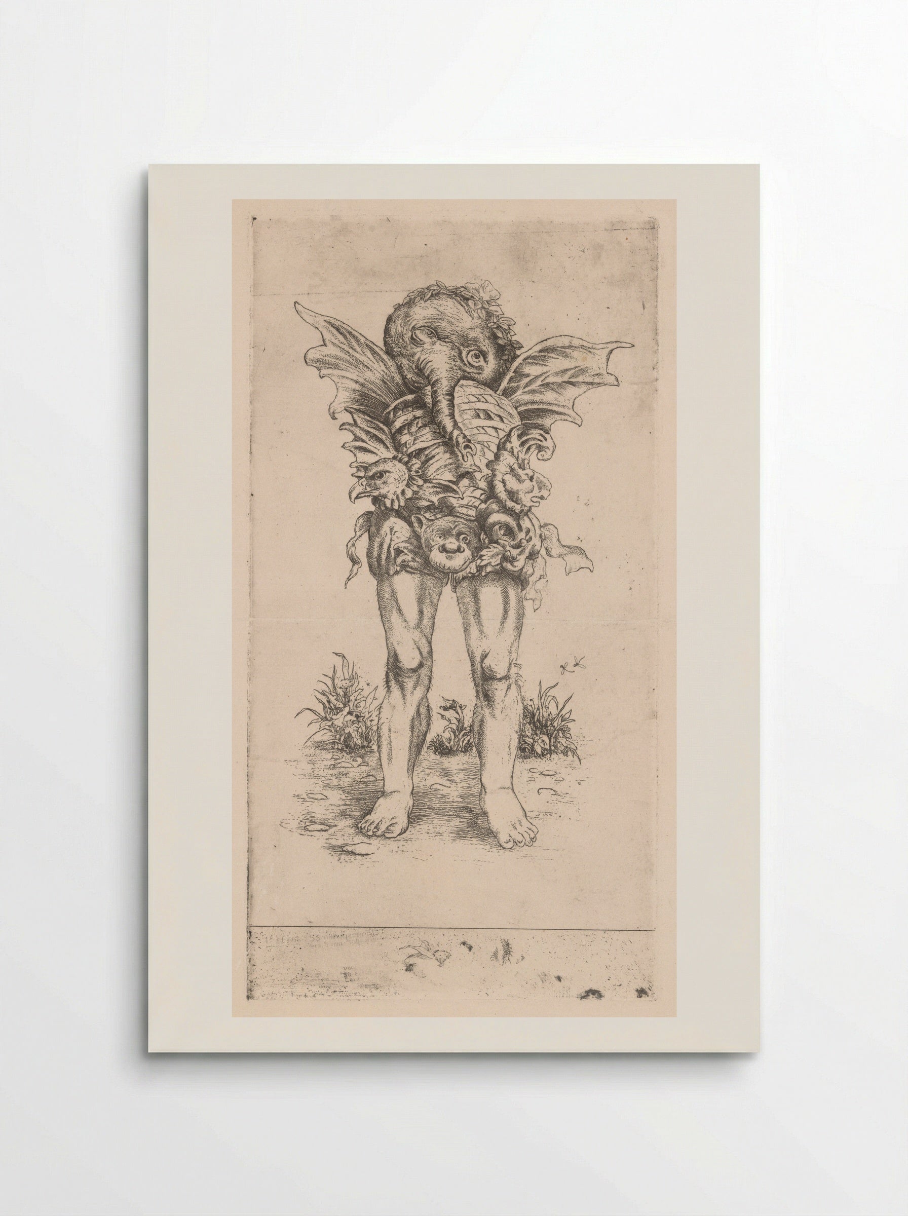 Fantasiefiguur met benen, vleugels en slurf - Ko Prange - Poster