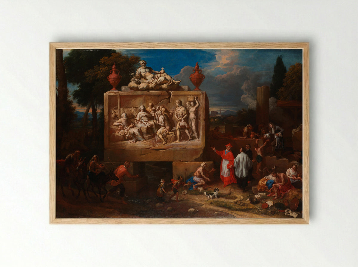 Fantasielandschap met de heilige Carlo Borromeo - Henry Ferguson - Framed Print Wood