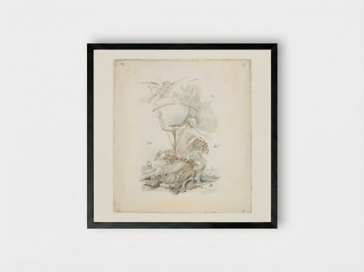 Fantasy (Fantaisie) - Félicien Rops - Framed Print Black